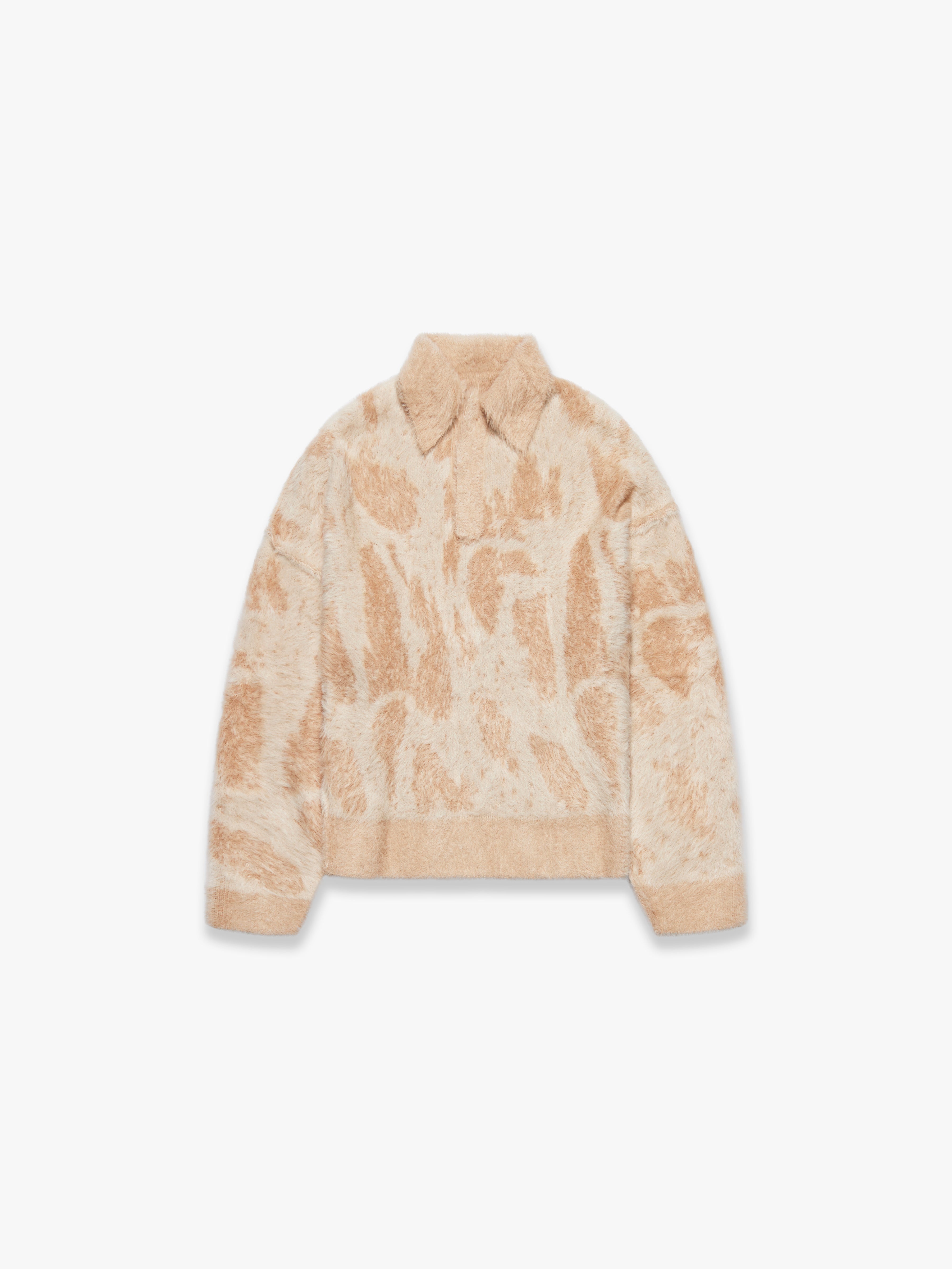 CLAIR FURRY KNIT POLO - SAND