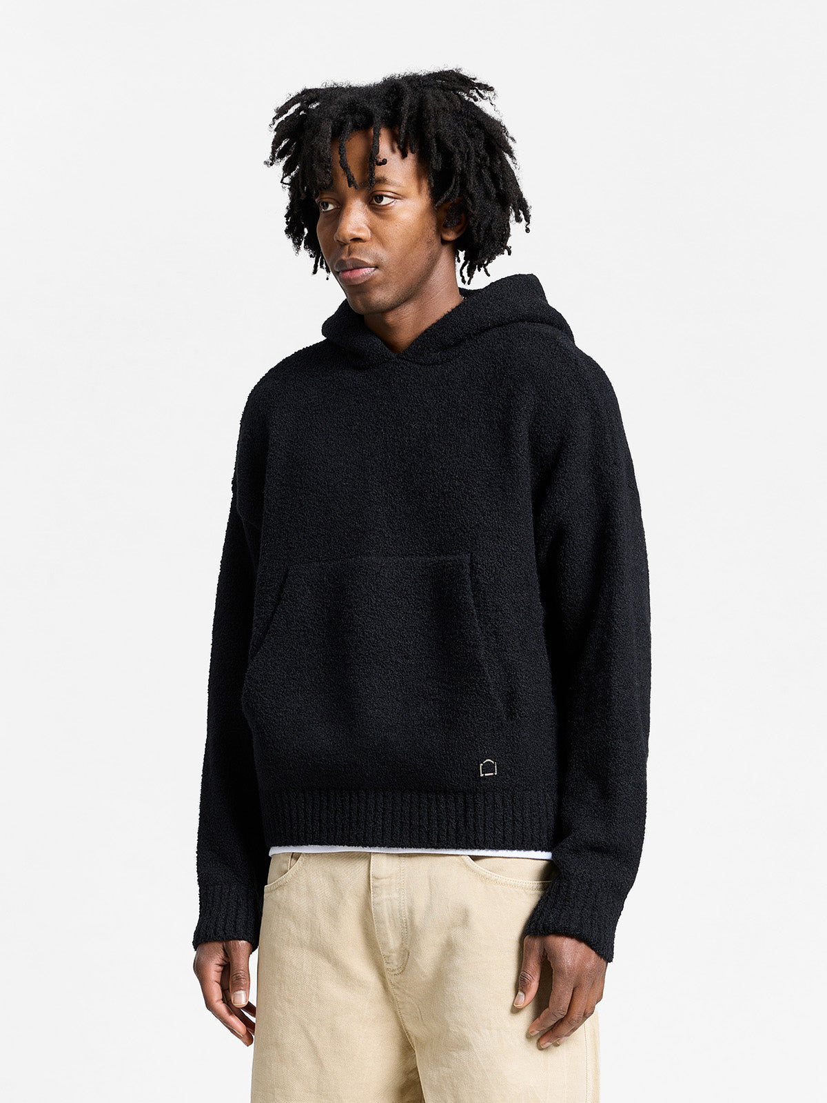 IRIS KNIT HOODIE - BLACK