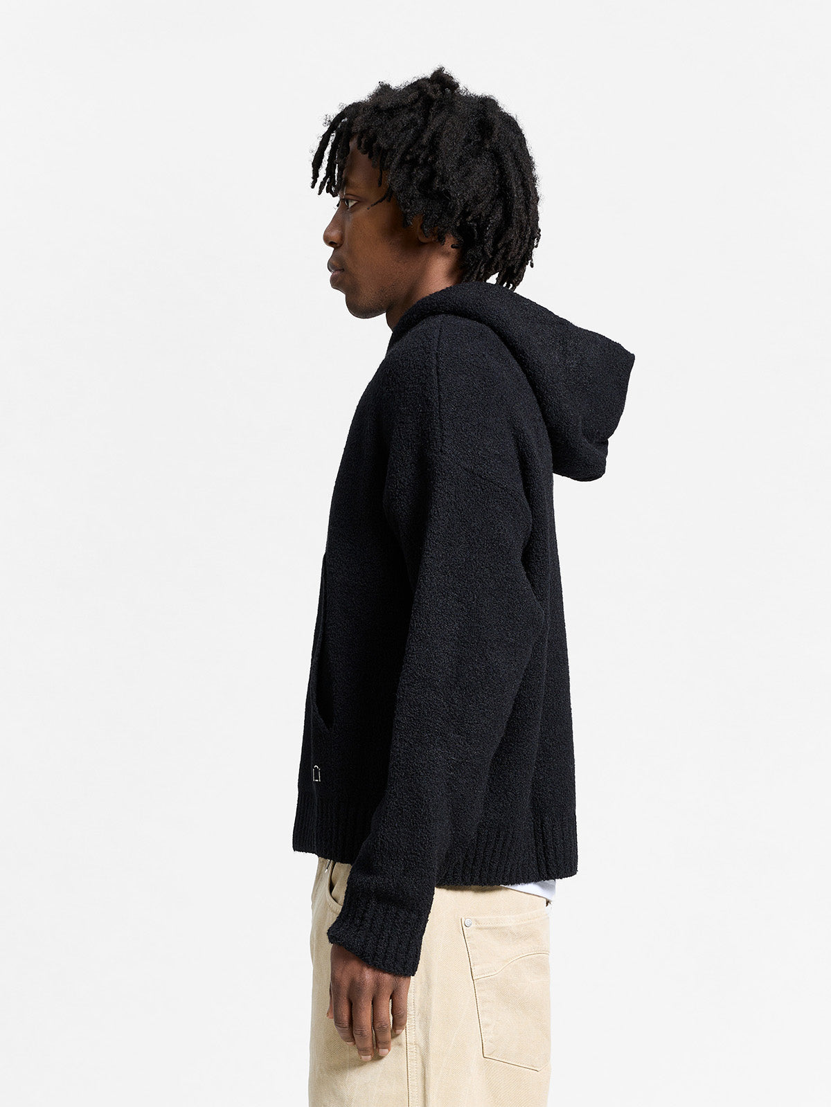 IRIS KNIT HOODIE - BLACK