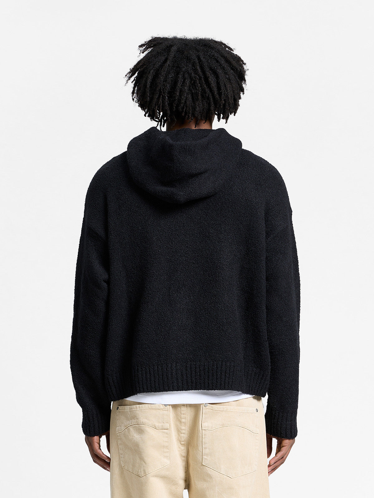 IRIS KNIT HOODIE - BLACK