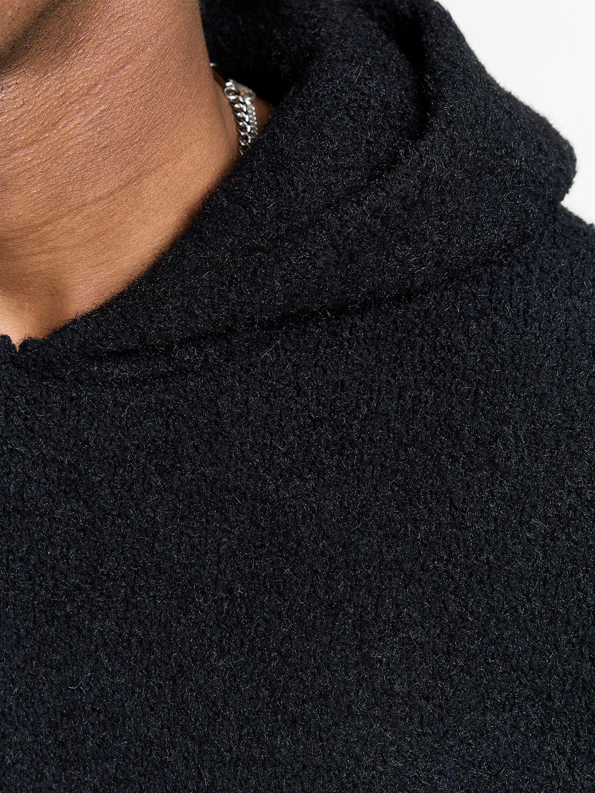 IRIS KNIT HOODIE - BLACK