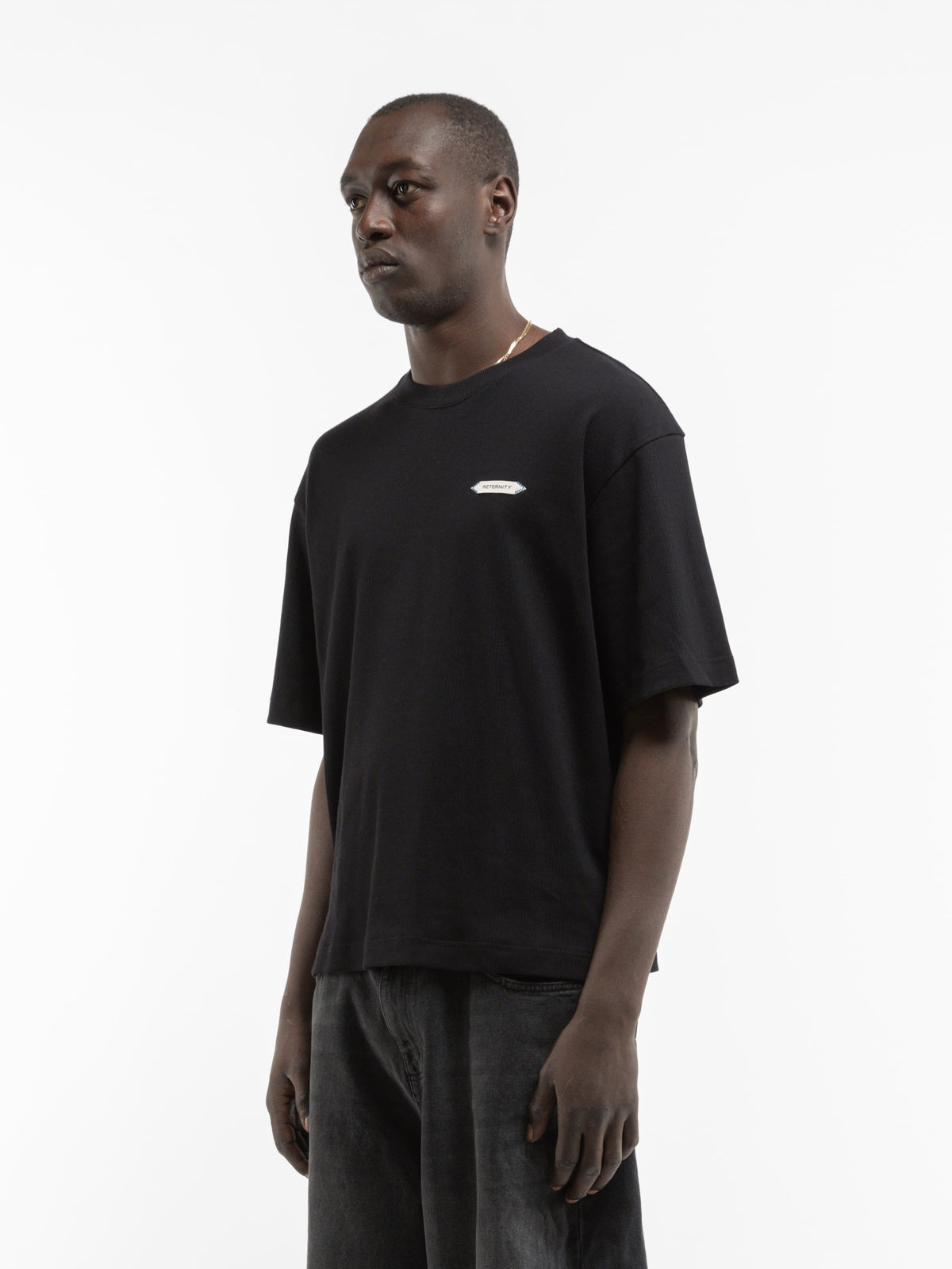 L’ATELIER LINE RIB T-SHIRT - BLACK