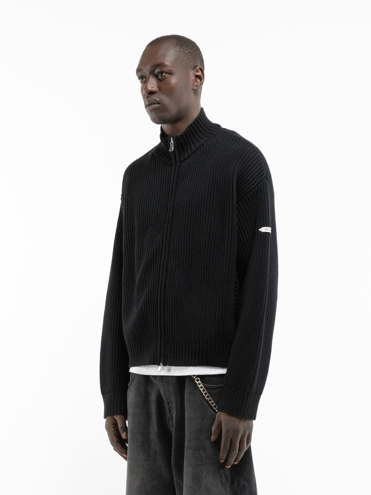 L’ATELIER LINE KNIT ZIPPER - BLACK