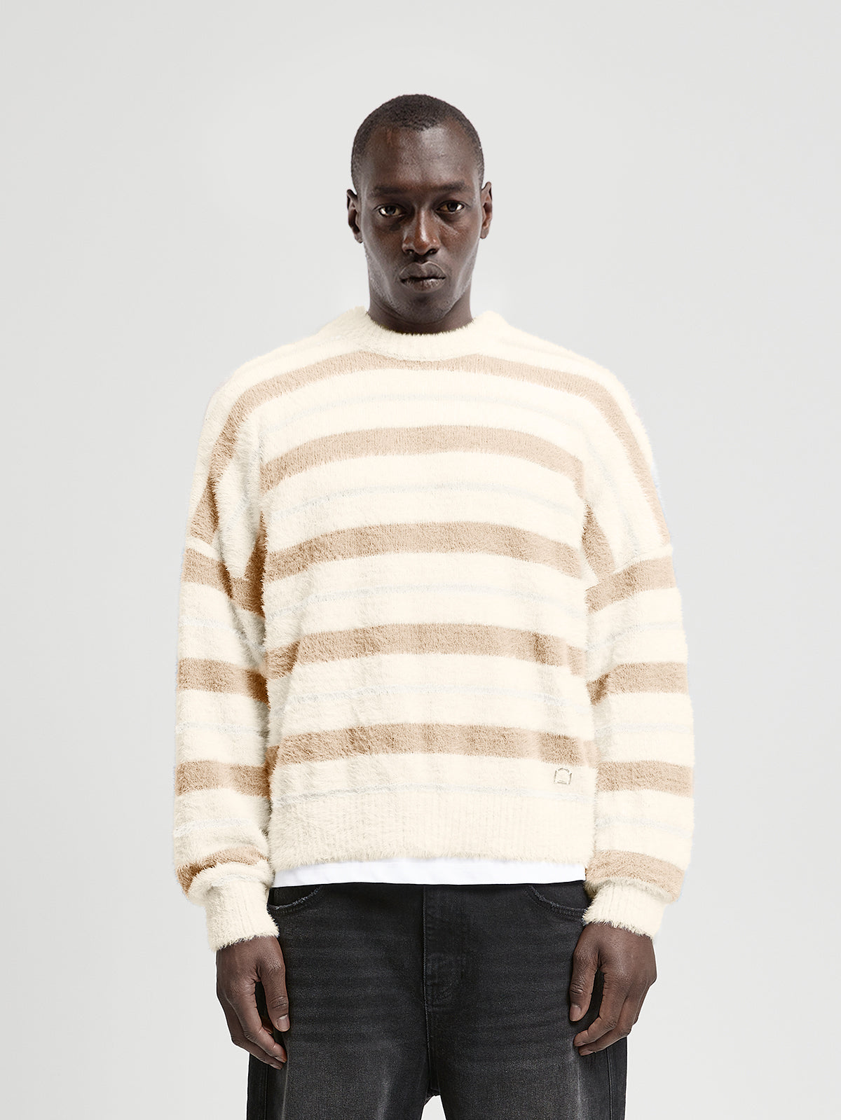 FURRY KNIT SWEATER - STRIPED