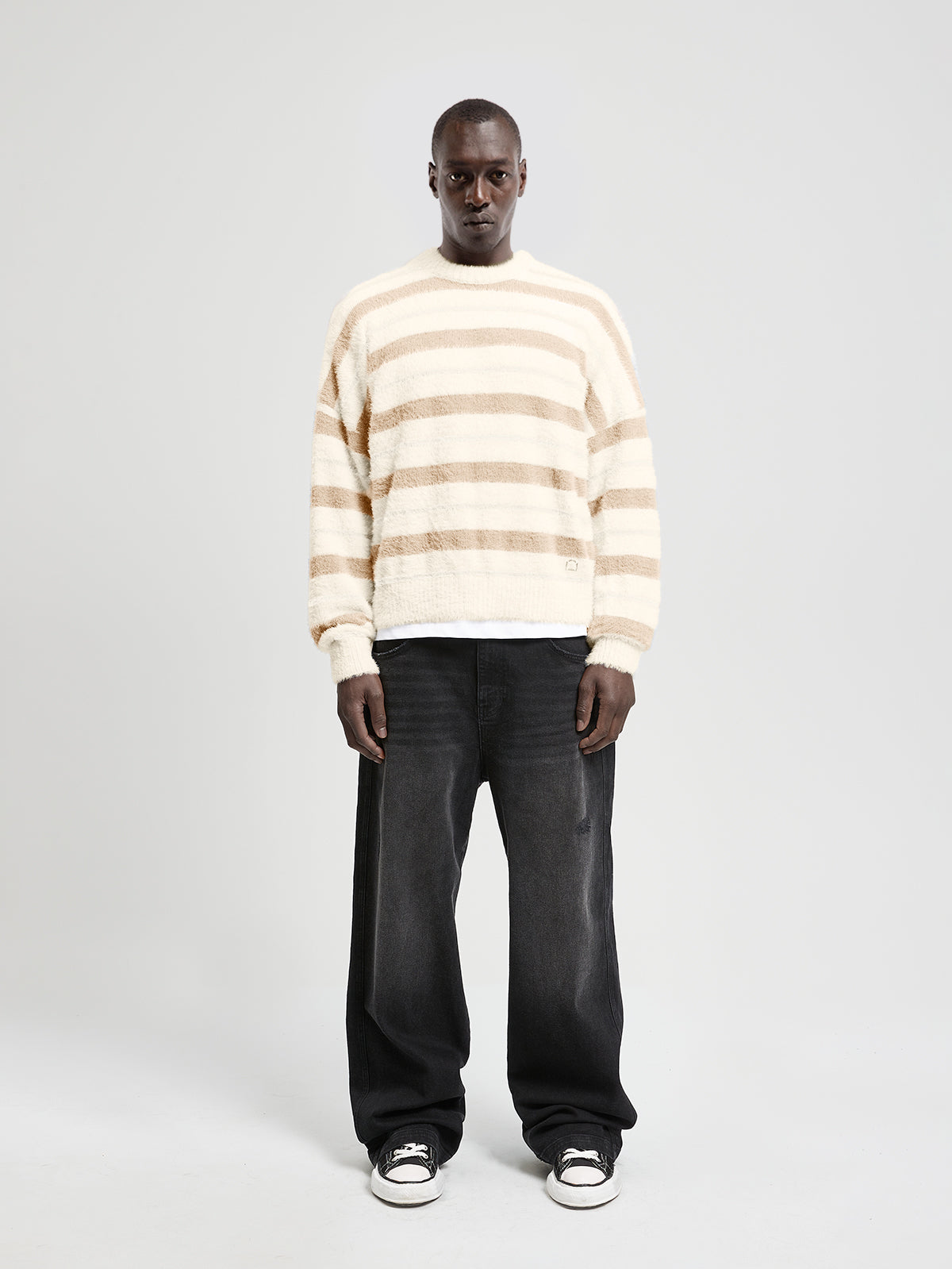 FURRY KNIT SWEATER - STRIPED