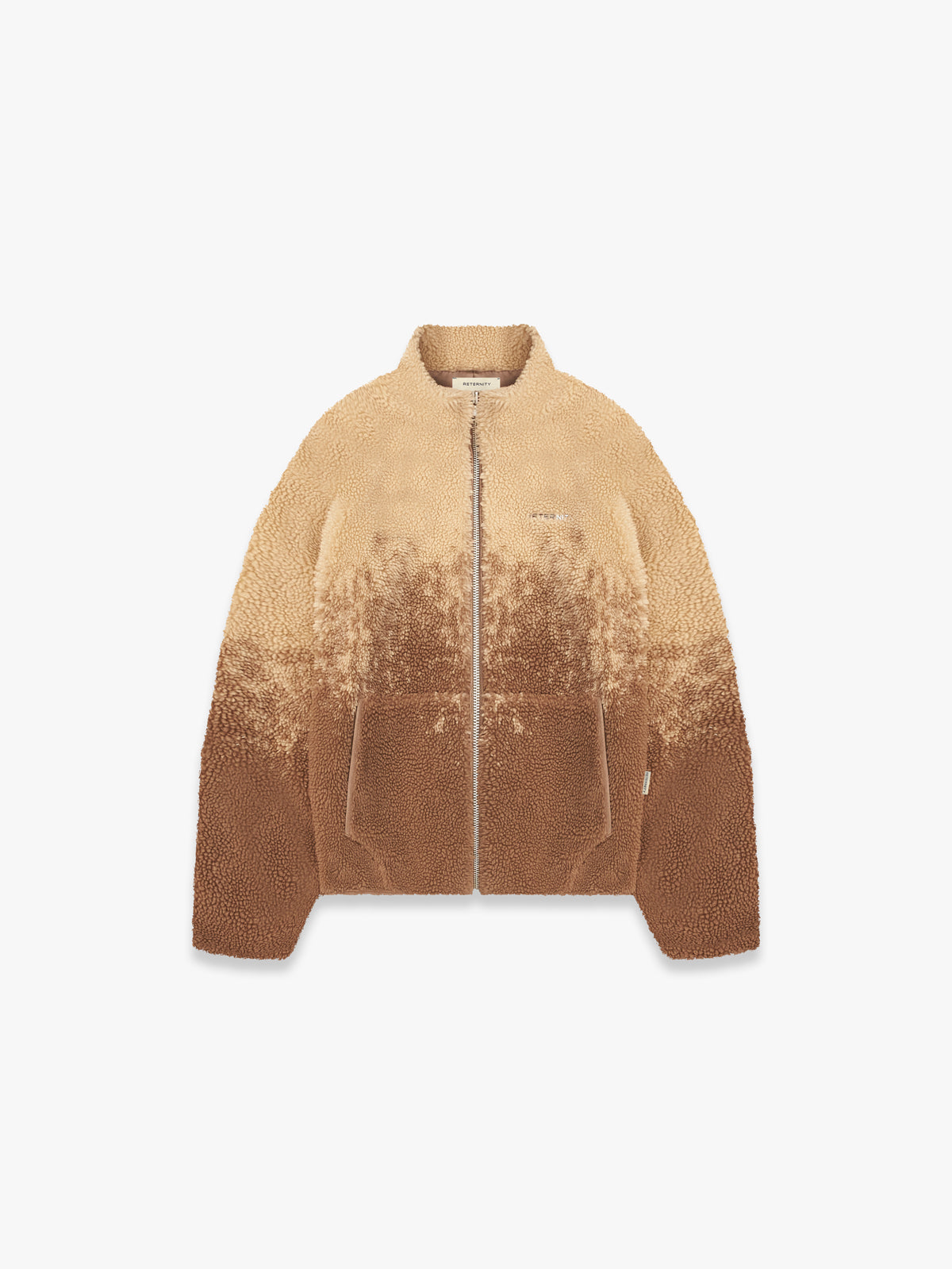 SPRAYED FLEECE JACKET - BROWN/TAUPE