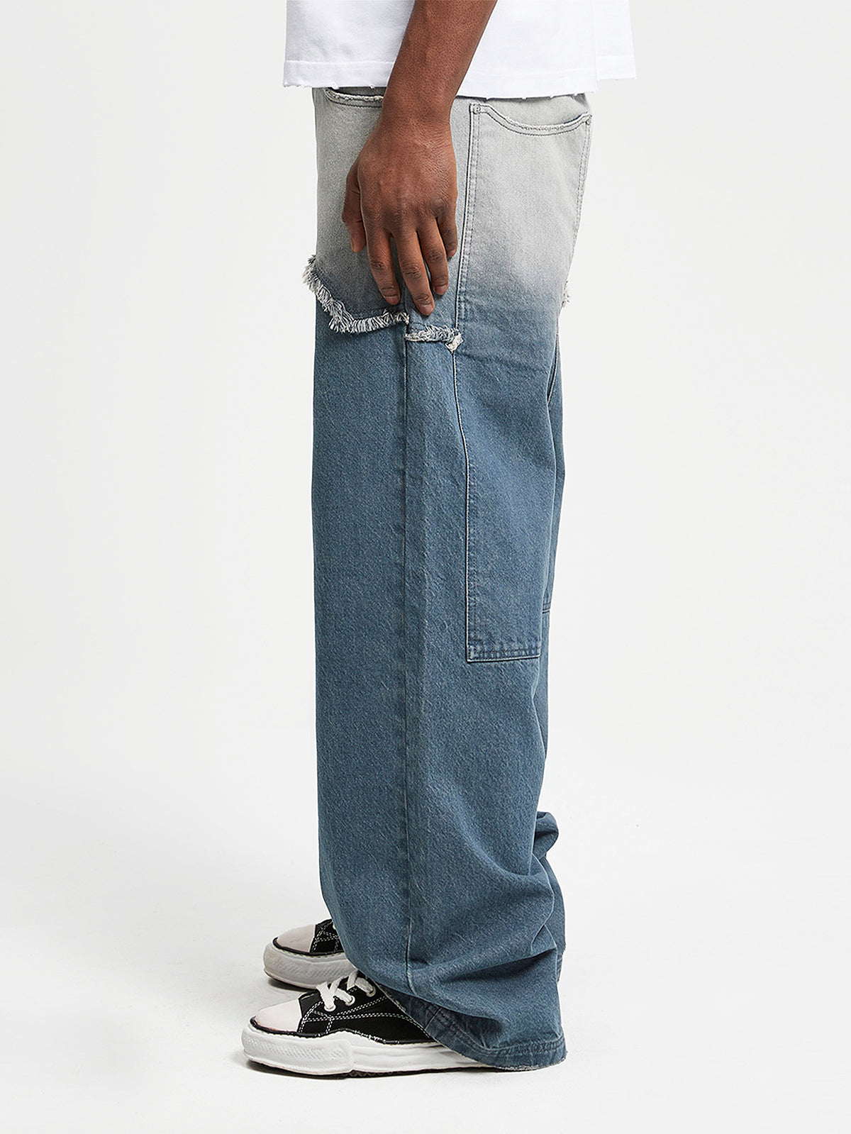 SPRAYED SPLIT DENIM - WASHED BLUE