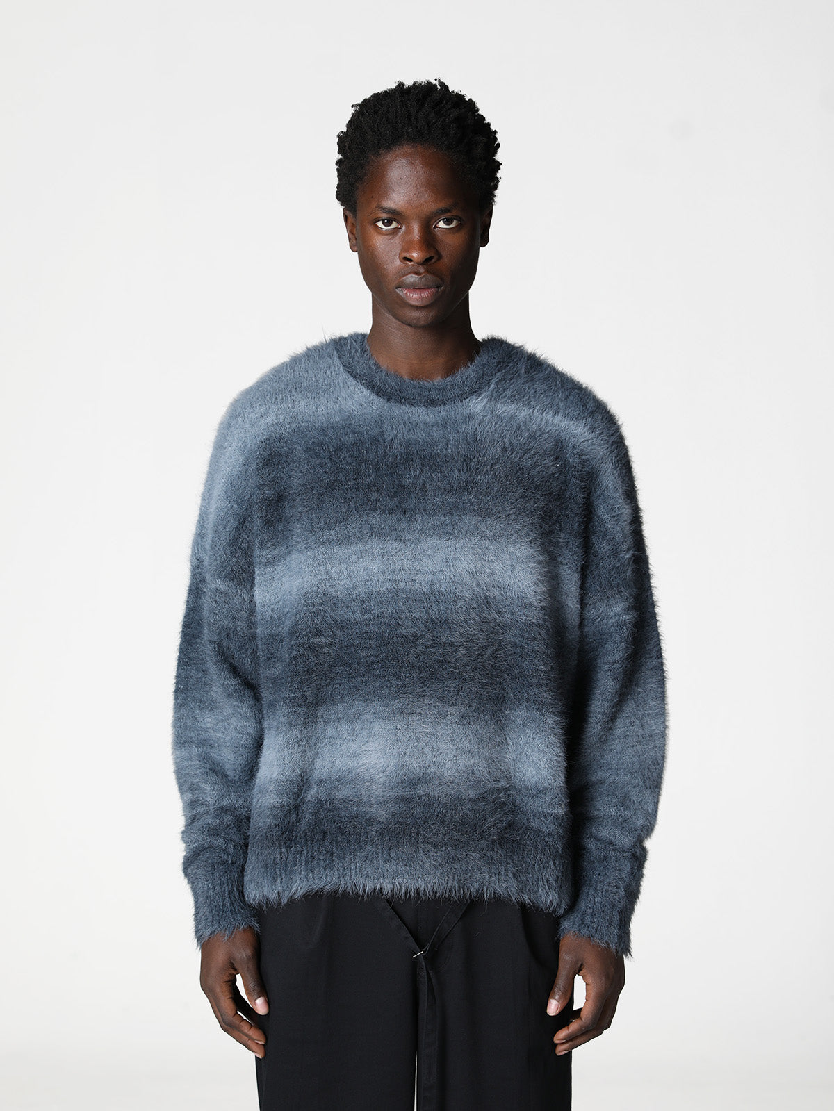 FURRY KNIT SWEATER - FADED GREY