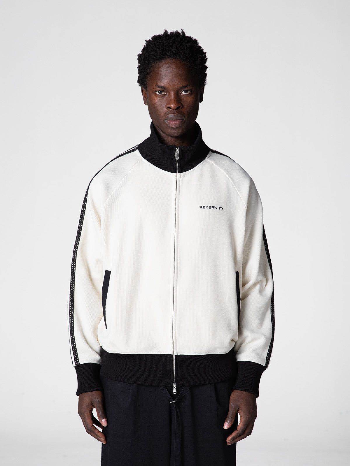 STUDIO KNIT TRACK JACKET - CREAM