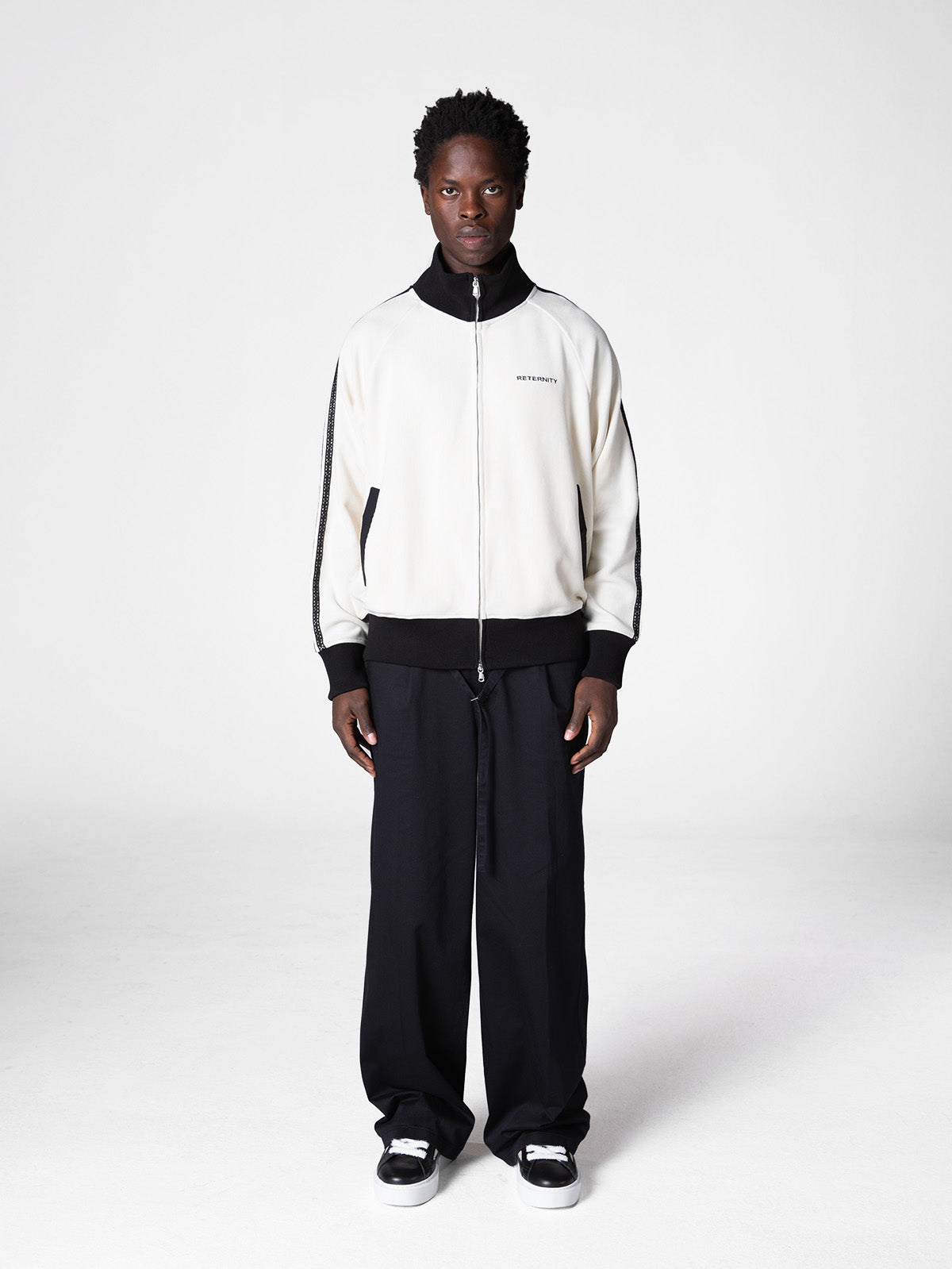 STUDIO KNIT TRACK JACKET - CREAM