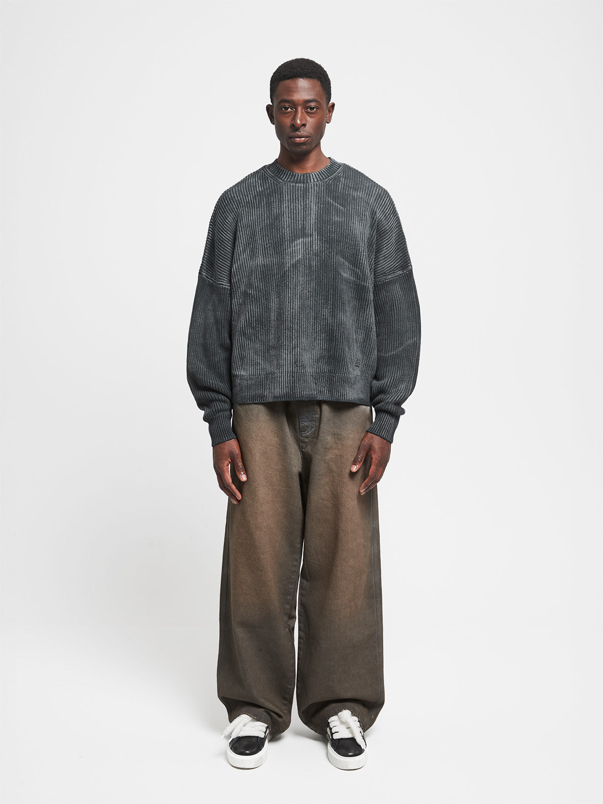 OIL WASHED NOIR KNIT SWEATER - VINTAGE BLACK