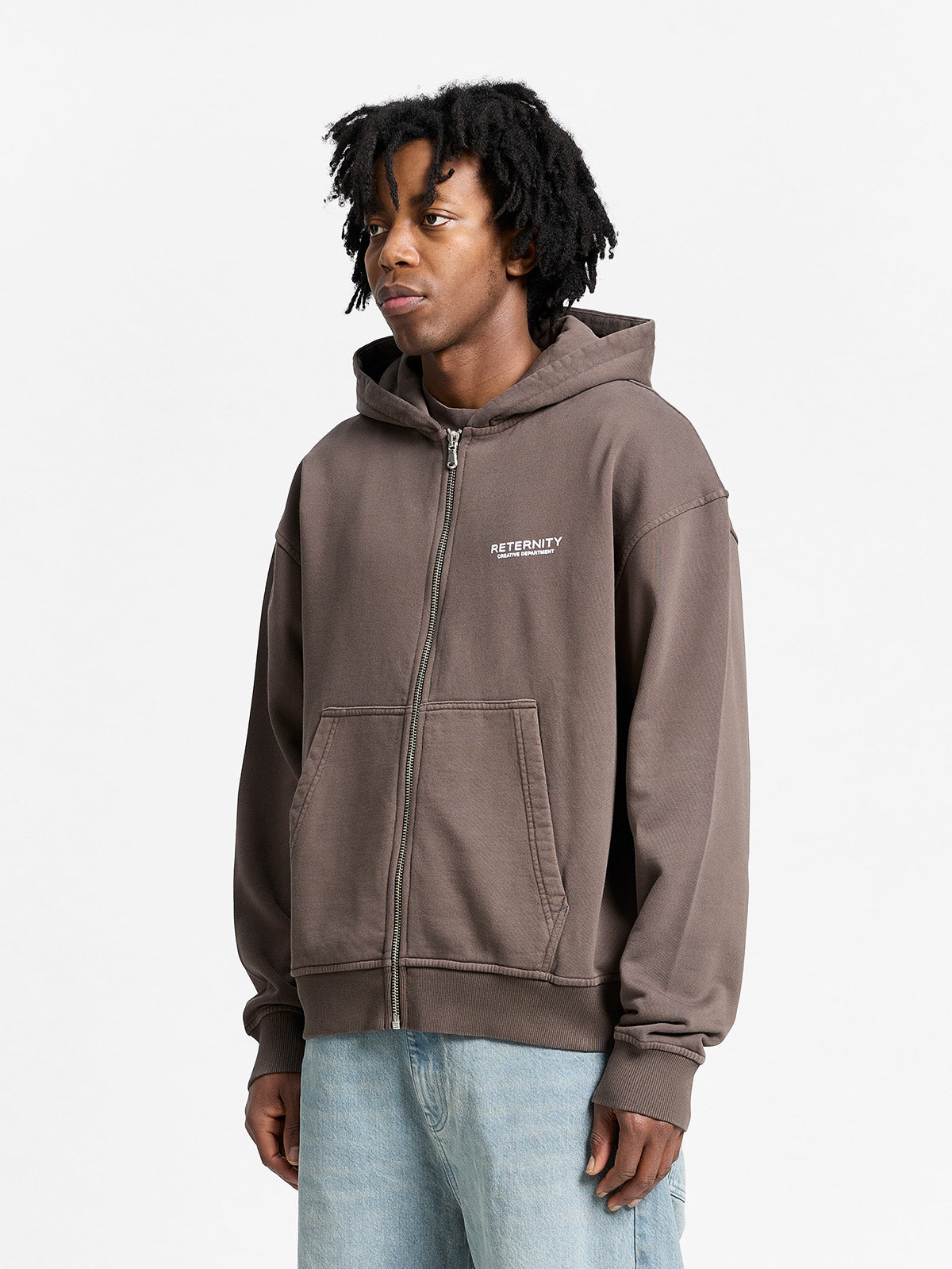 CREATIVE DEPT ZIP-HOODIE - BROWN