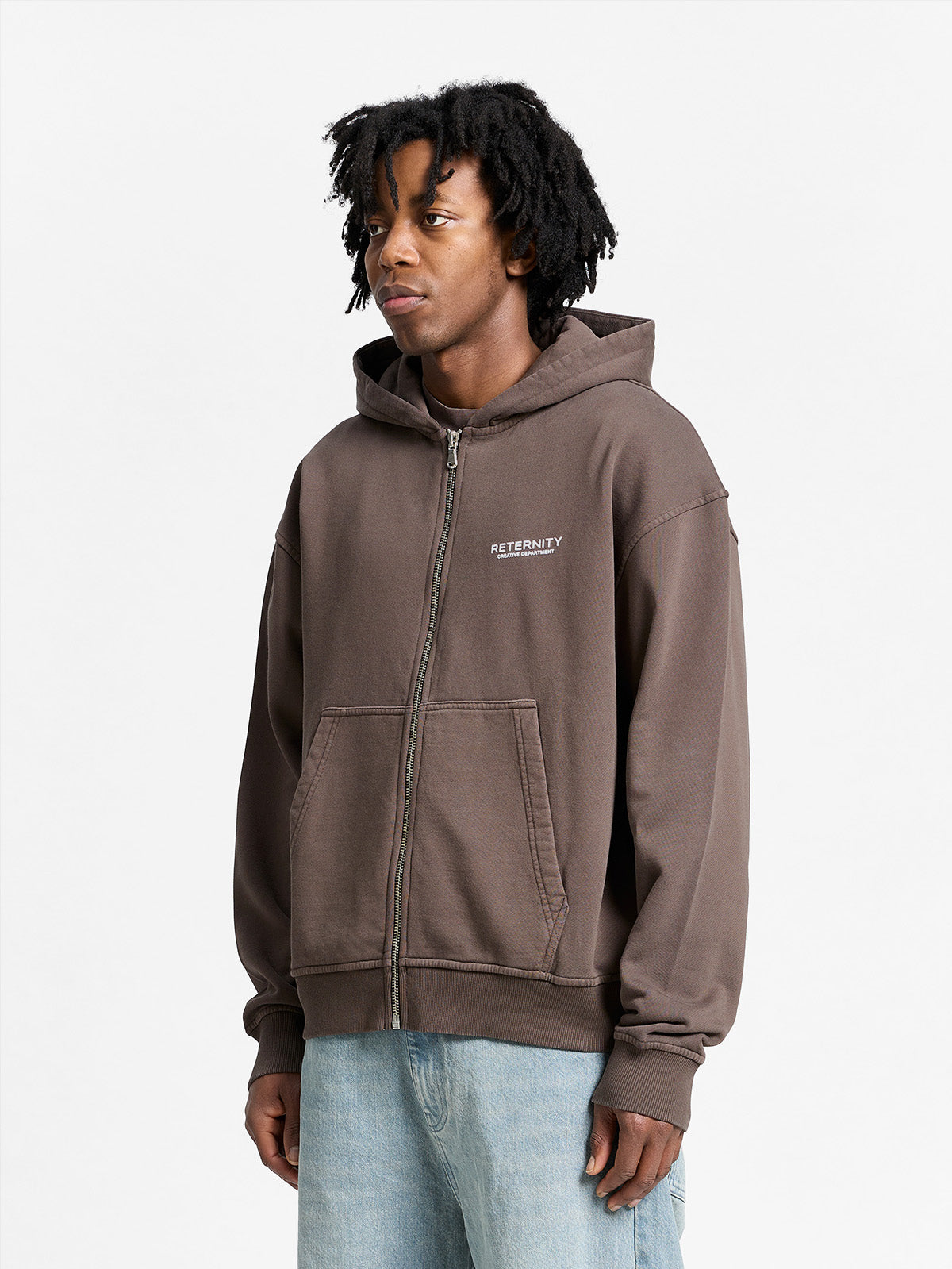 CREATIVE DEPT ZIP-HOODIE - BROWN