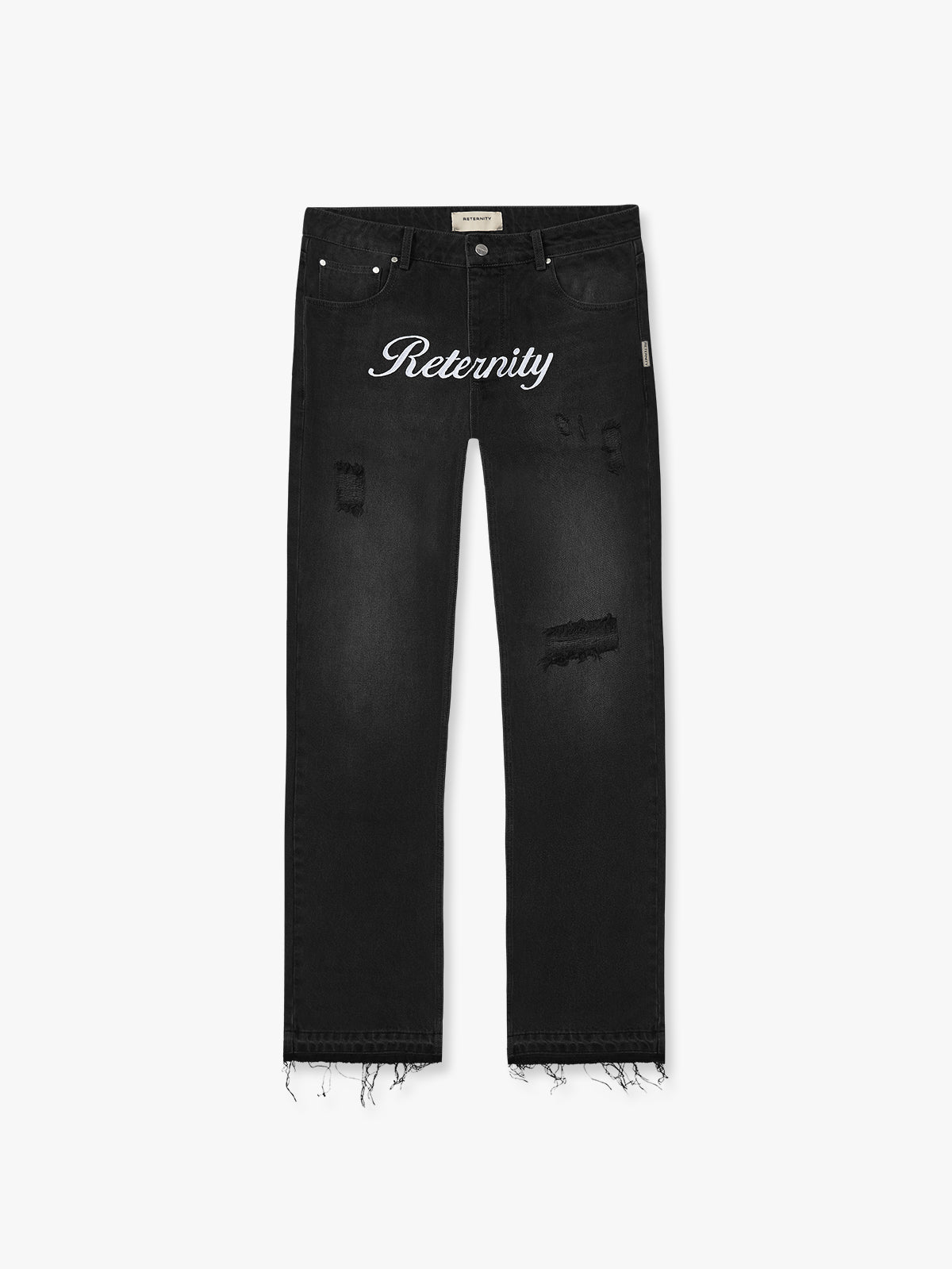 DENIM WITH APPLICATION - WASHED BLACK