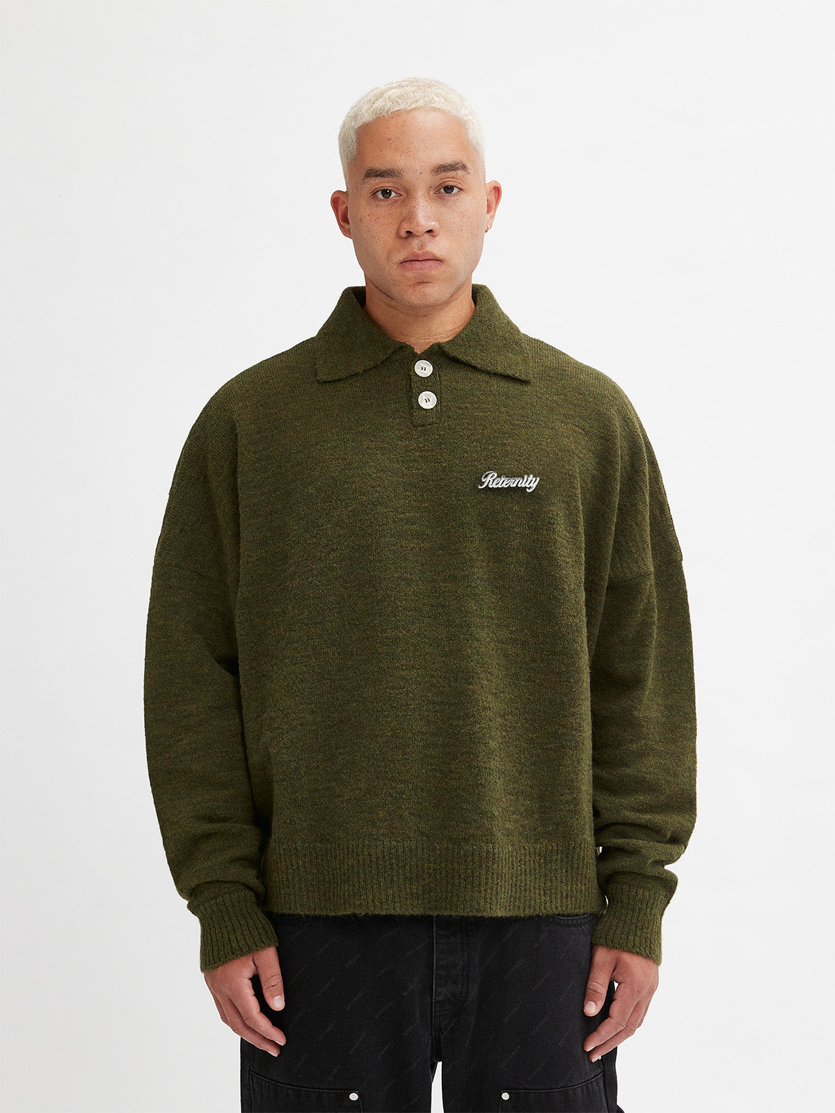MOHAIR POLO SWEATER - GREEN