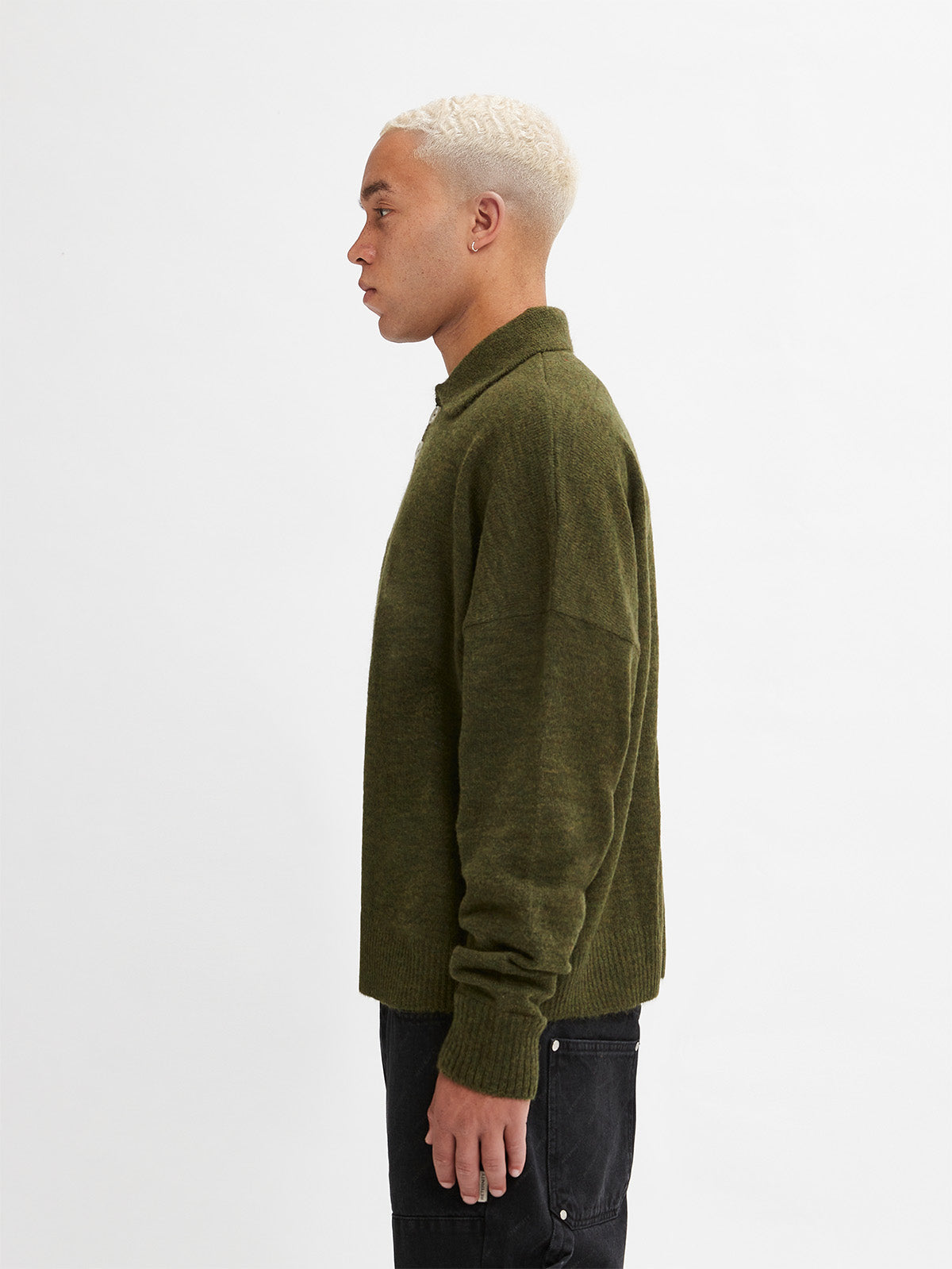 MOHAIR POLO SWEATER - GREEN