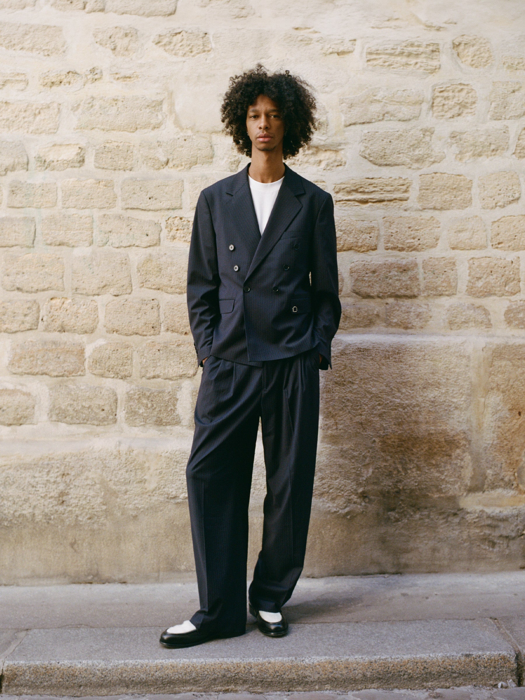 TAILORED BAGGY PANTS - PINSTRIPE BLUE