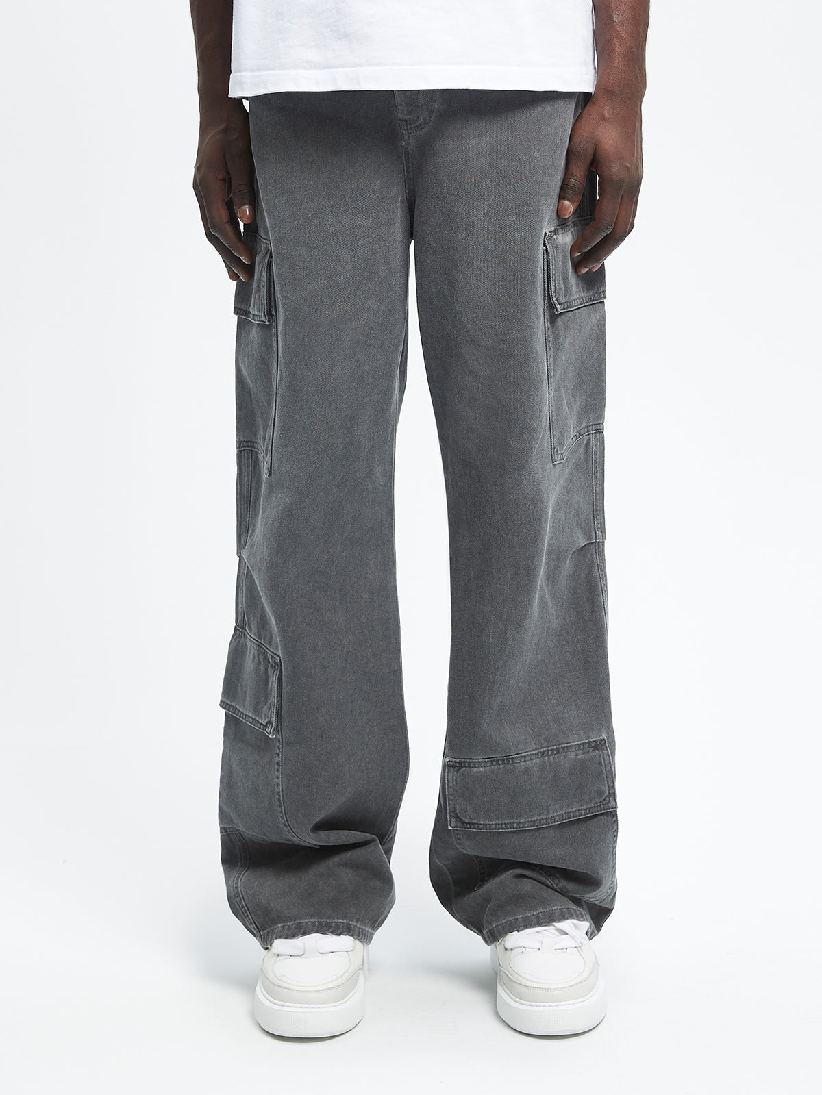 OIL WASHED CARGO PANTS - GREY