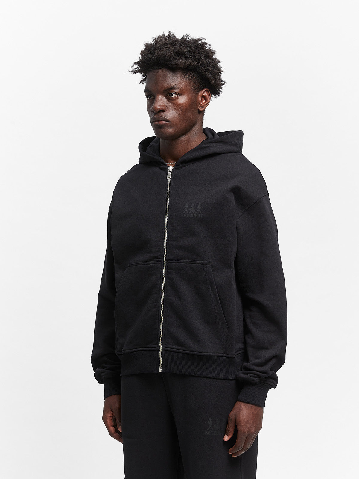 CREATIVE DEPT LOGO ZIP-HOODIE - BLACK