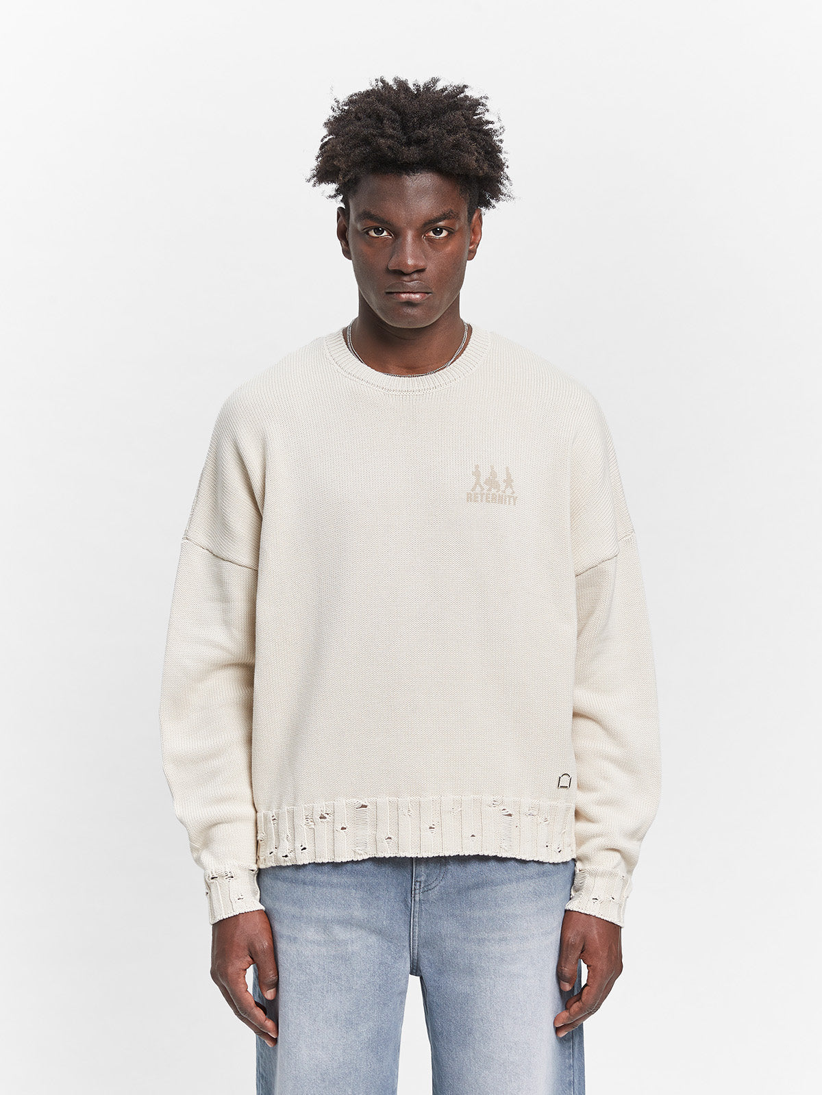 CREATIVE DEPT LOGO KNIT SWEATER - CREAM