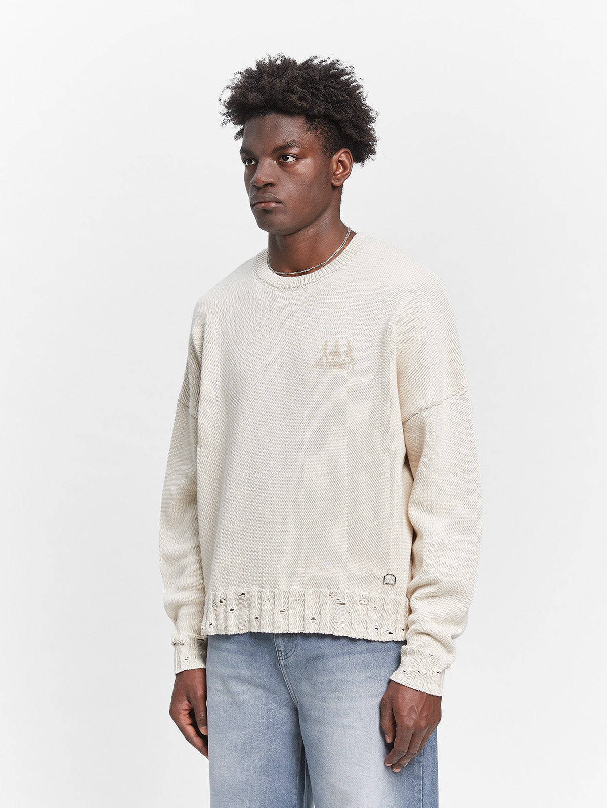 CREATIVE DEPT LOGO KNIT SWEATER - CREAM