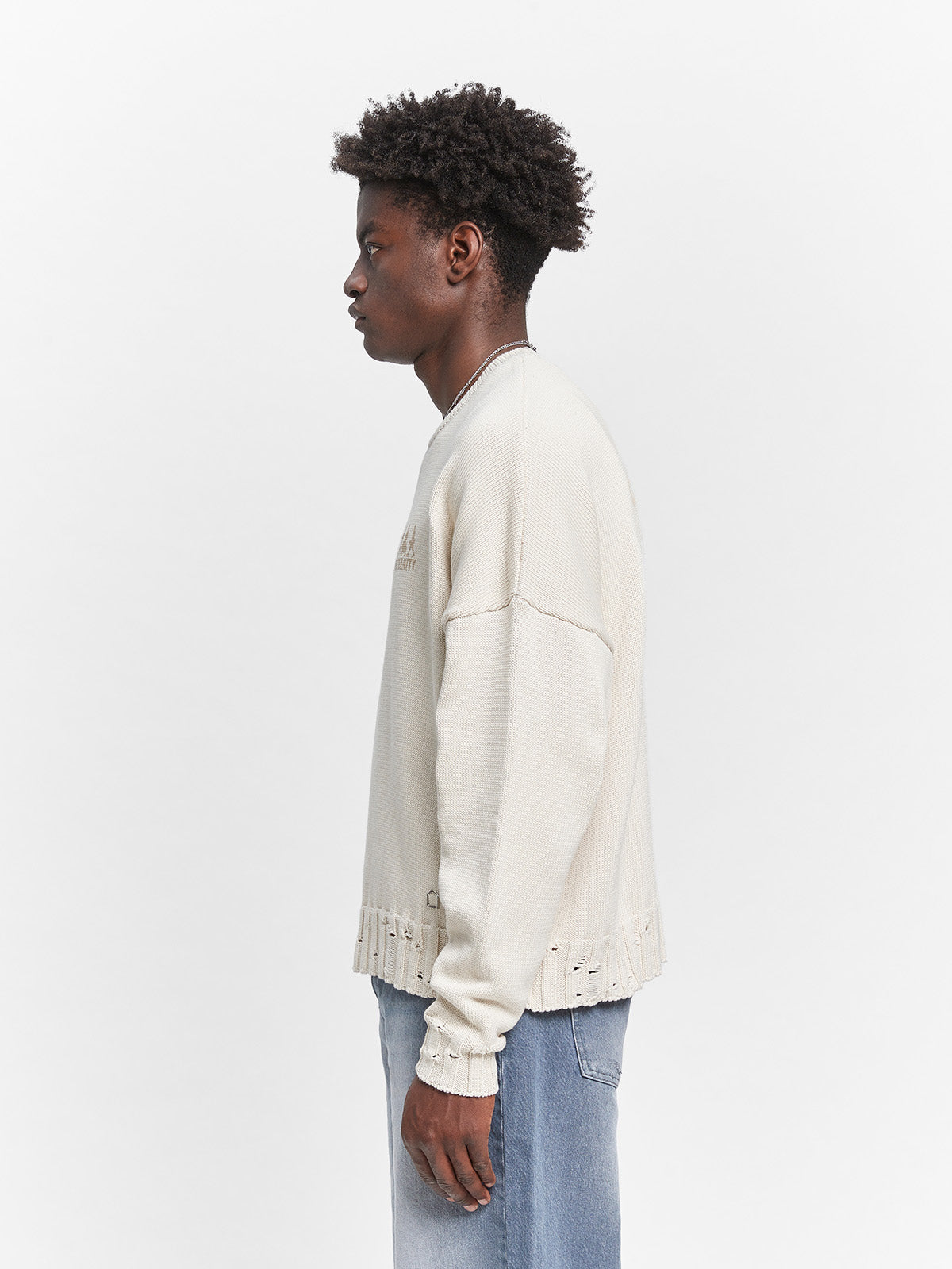 CREATIVE DEPT LOGO KNIT SWEATER - CREAM