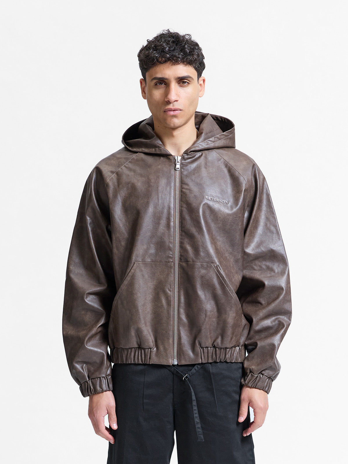 ジャケット・アウター Vintage MIT leather ribbed hooded jacket HOODED LEATHER JACKET - VINTAGE BROWN