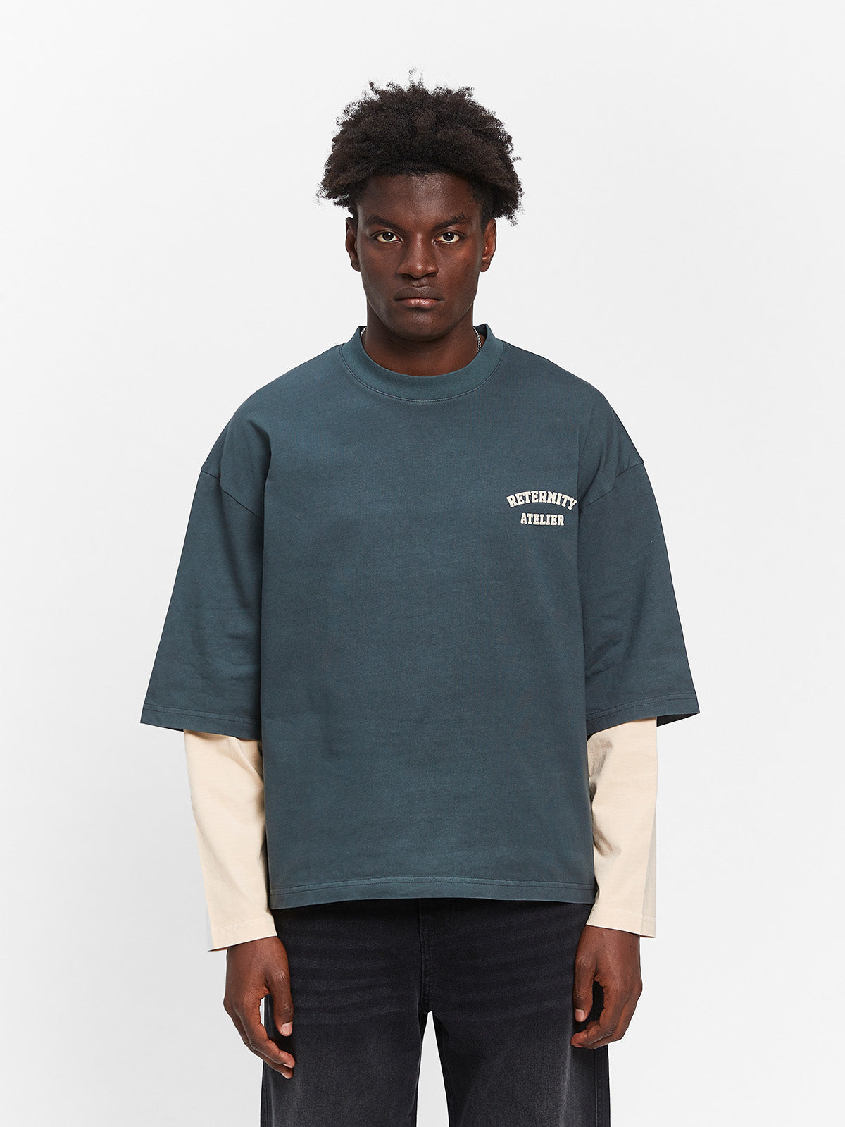 LAYERED LONGSLEEVE - WASHED GREY/CREAM