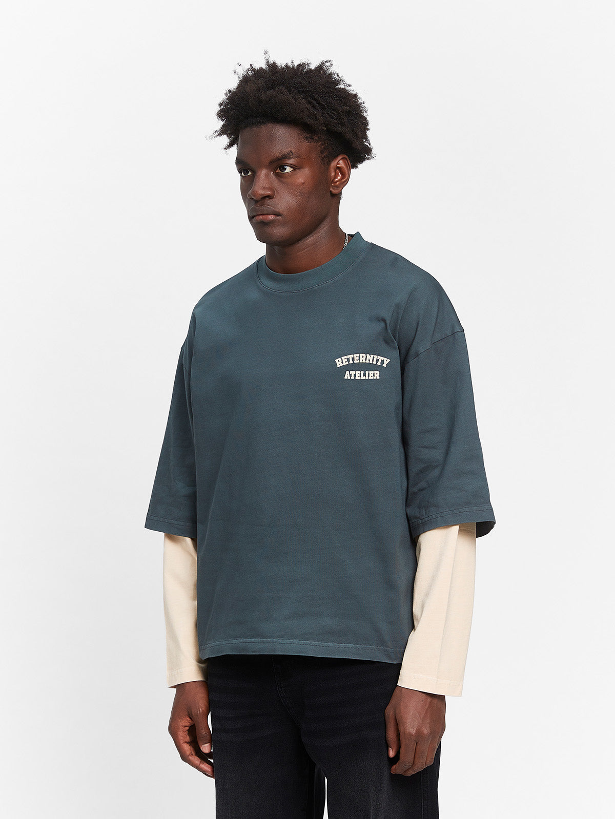 LAYERED LONGSLEEVE - WASHED GREY/CREAM
