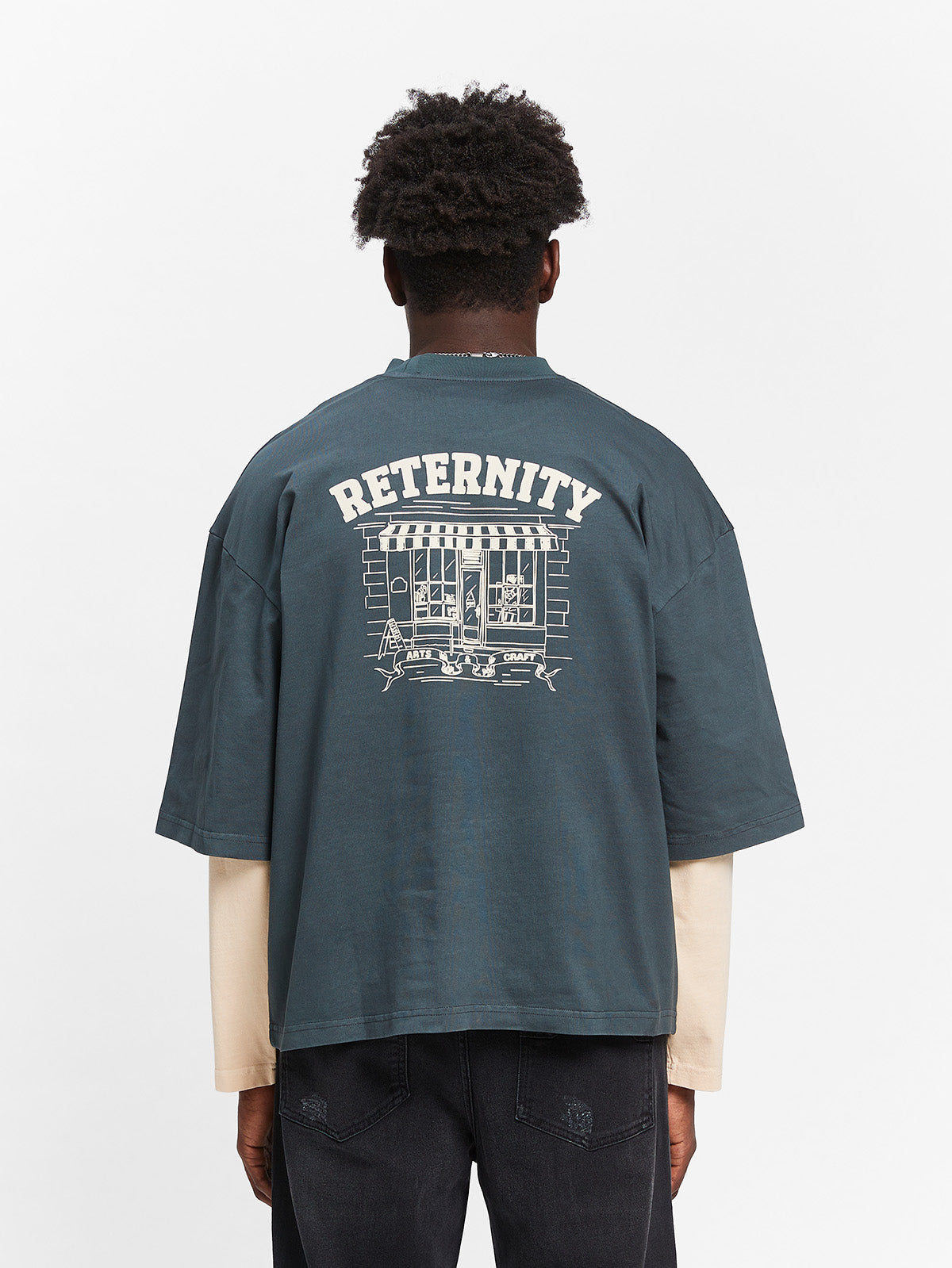 LAYERED LONGSLEEVE - WASHED GREY/CREAM