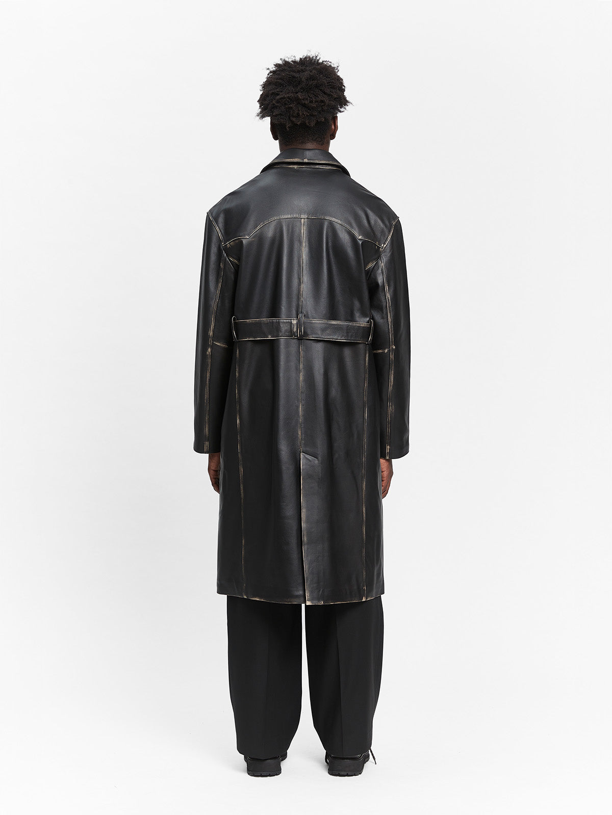 LISSE LEATHER TRENCHCOAT - BLACK