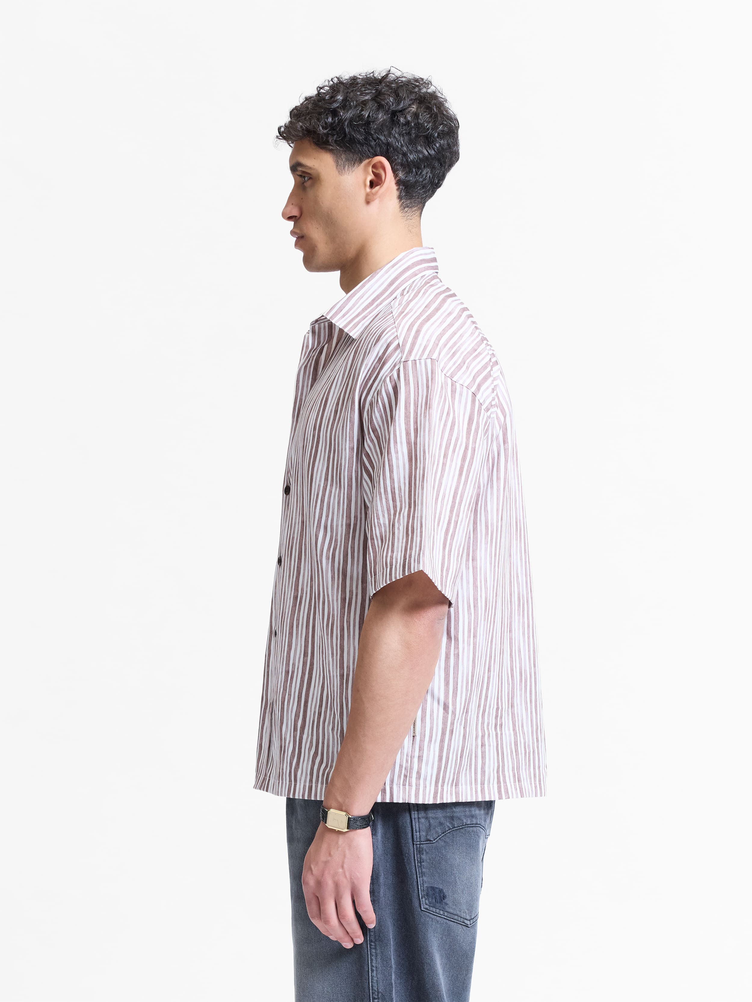 WATERCOLOR SHORT SLEEVE SHIRT - BROWN