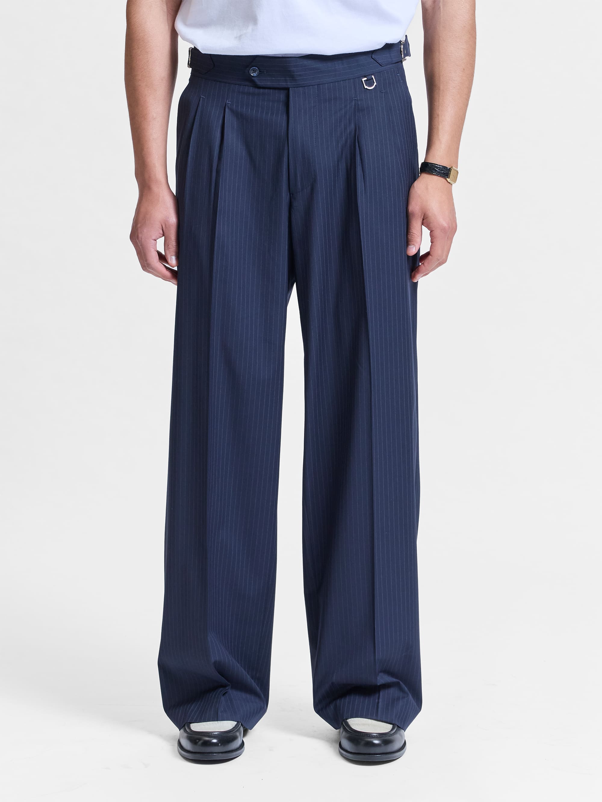 TAILORED BAGGY PANTS - PINSTRIPE BLUE