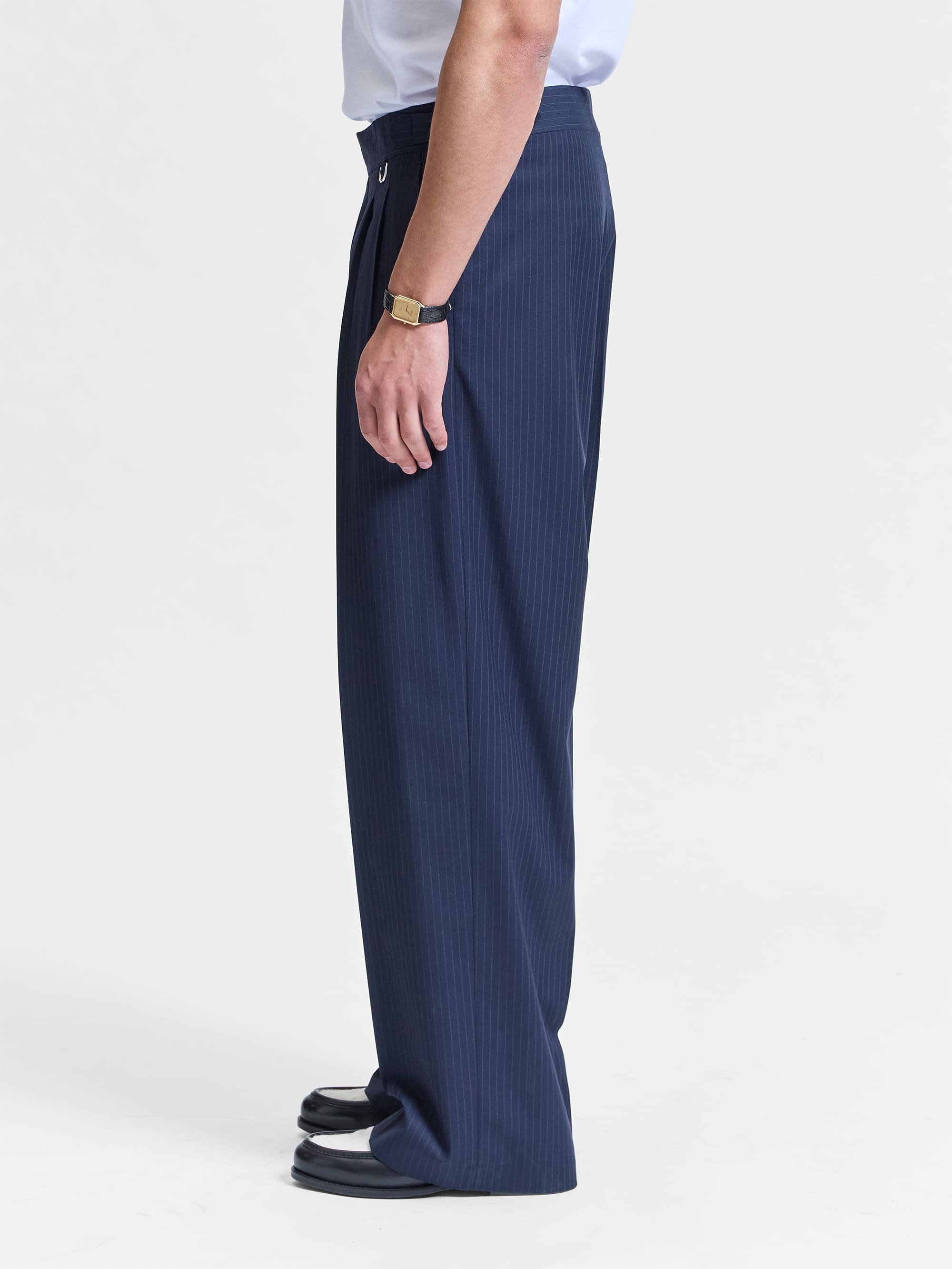 TAILORED BAGGY PANTS - PINSTRIPE BLUE