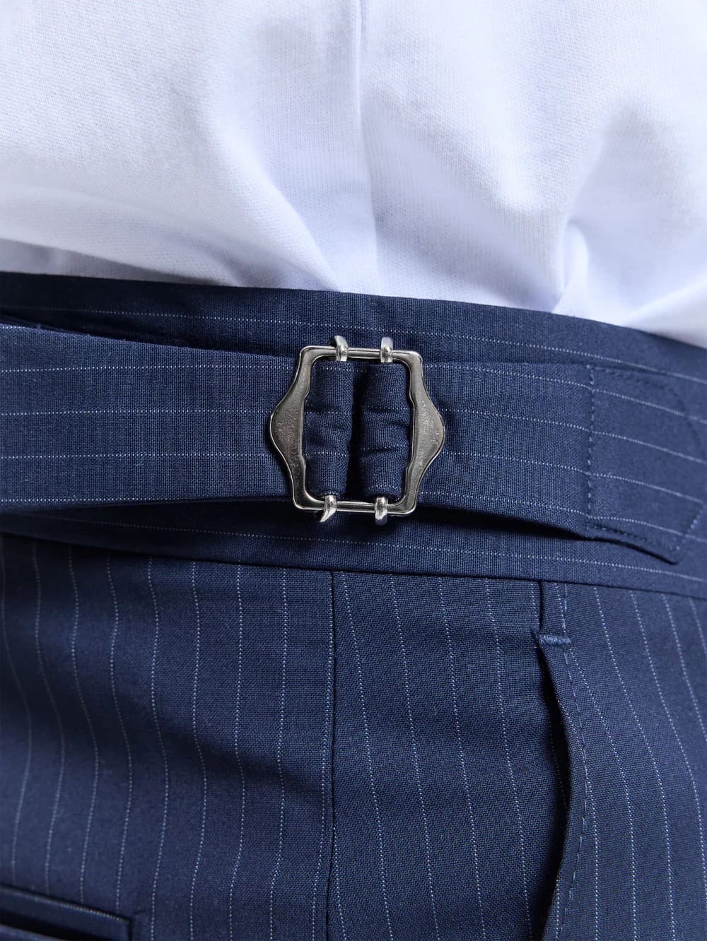 TAILORED BAGGY SHORTS - PINSTRIPE BLUE