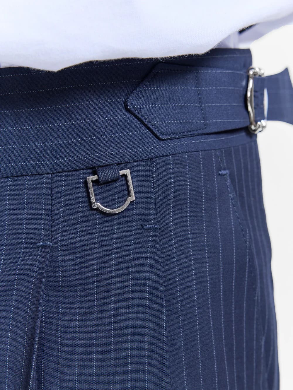 TAILORED BAGGY SHORTS - PINSTRIPE BLUE