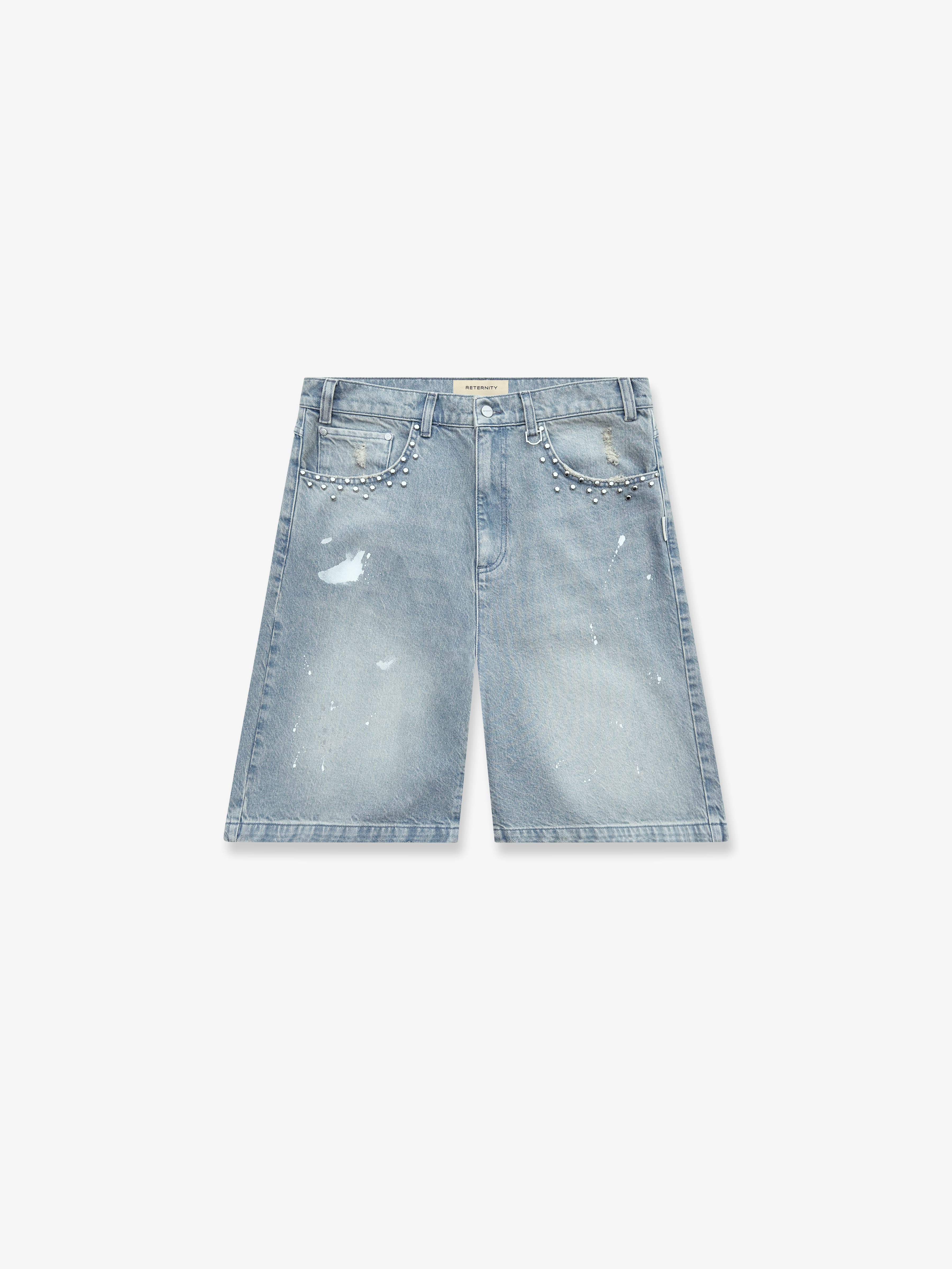STUDDED JORTS - LIGHT BLUE