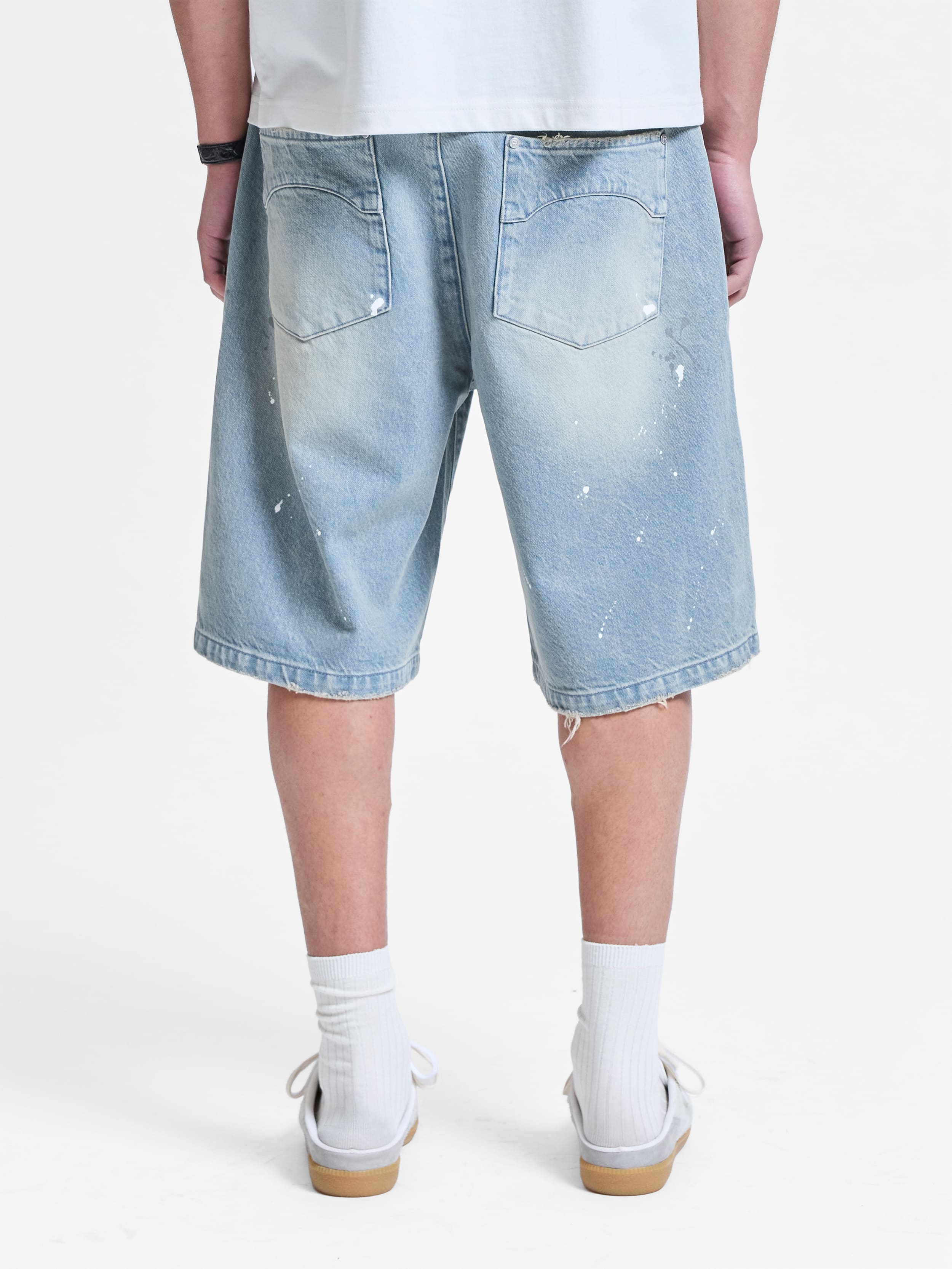 STUDDED JORTS - LIGHT BLUE