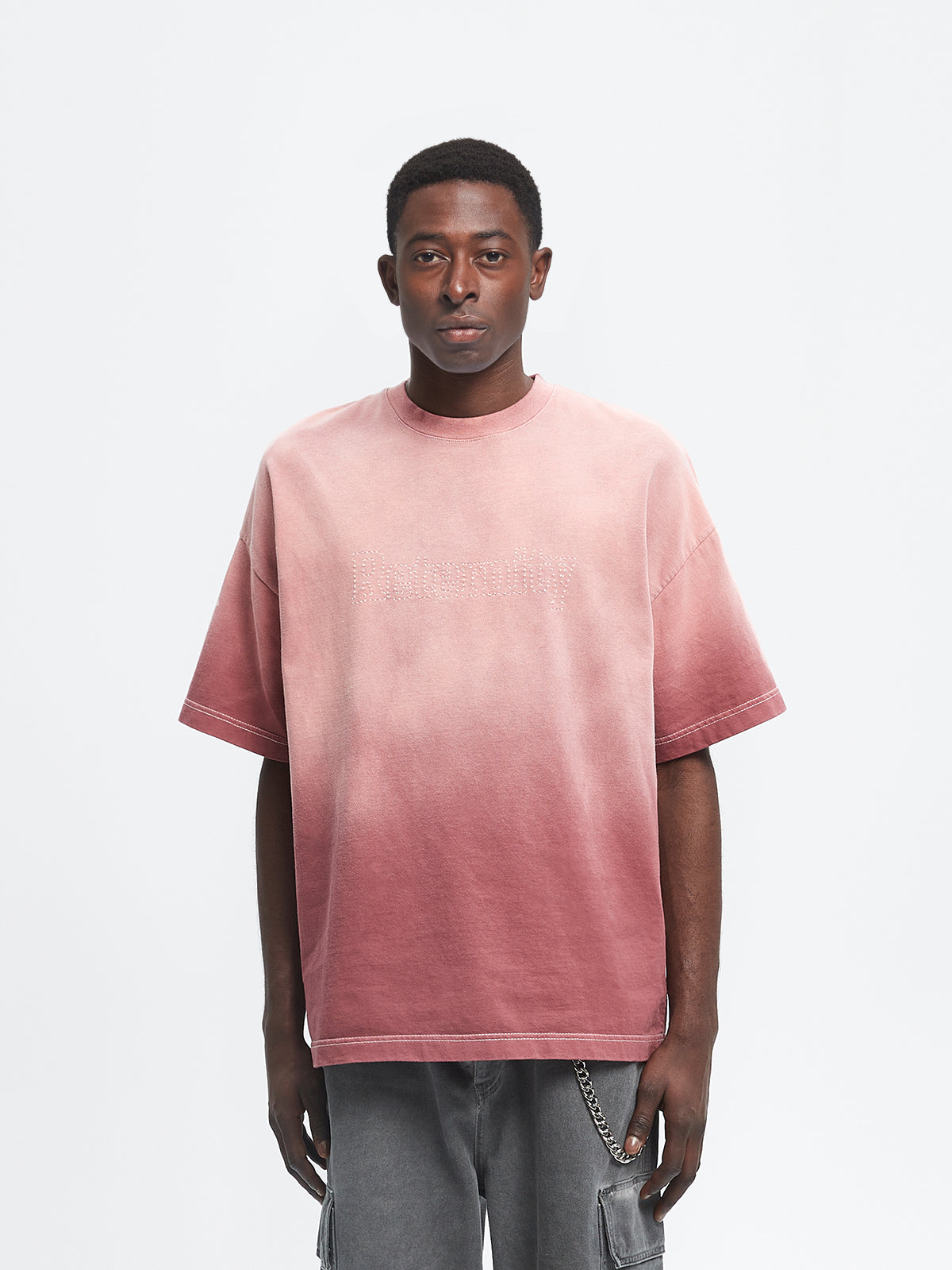 CONTRAST STITCH T-SHIRT - BORDEAUX