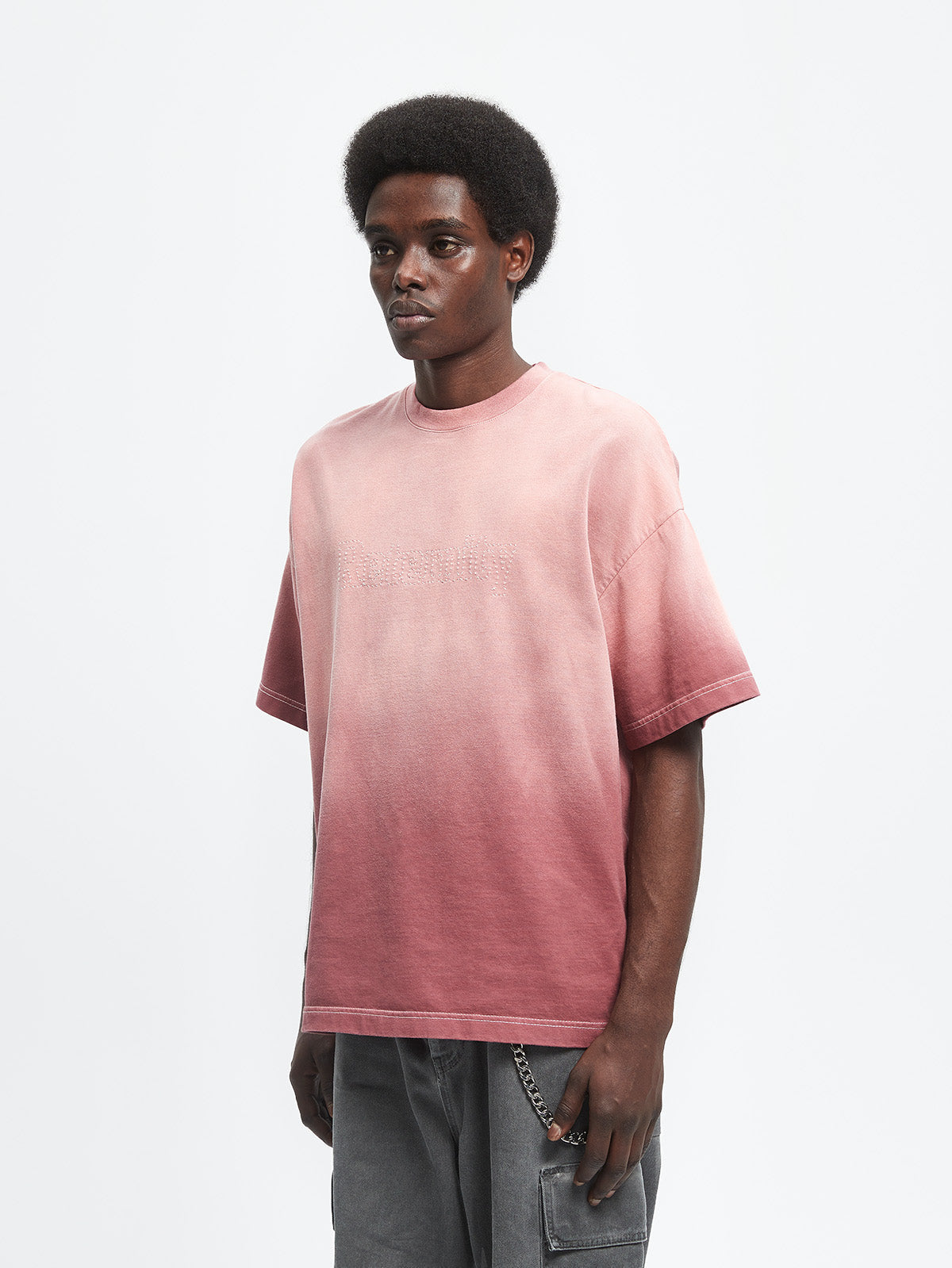 CONTRAST STITCH T-SHIRT - BORDEAUX