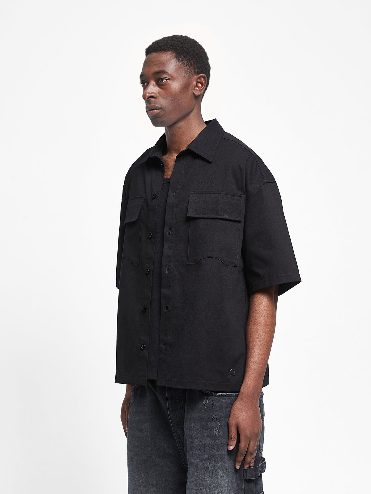 SIGNE BUTTON SHIRT - BLACK