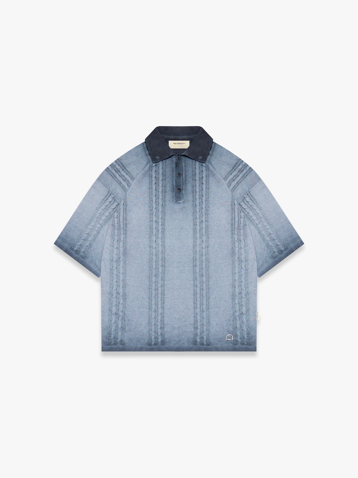 OIL WASHED POLO KNIT SHIRT - BLUE