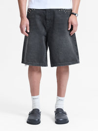 STUDDED JORTS - BLACK