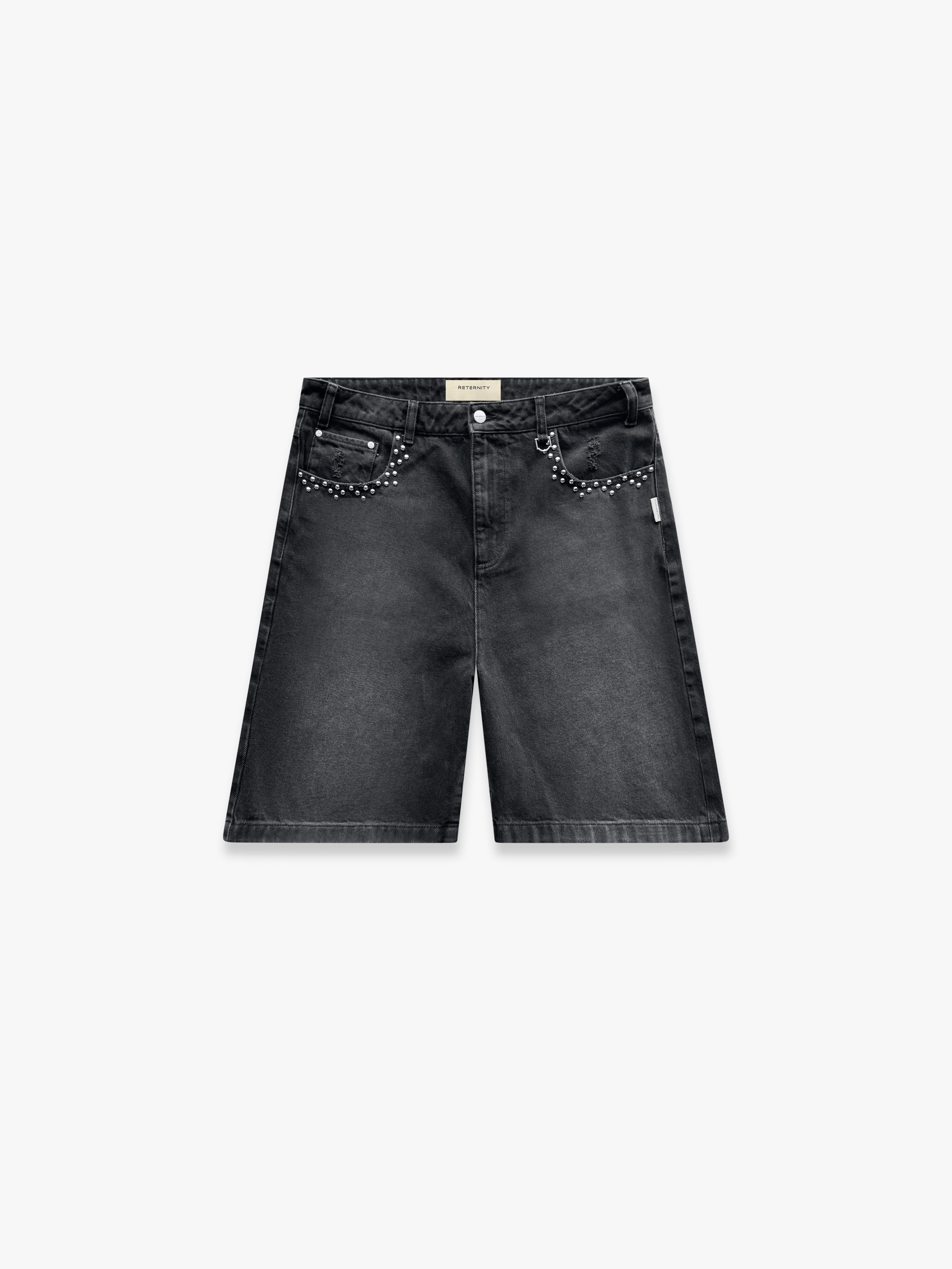 STUDDED JORTS - BLACK