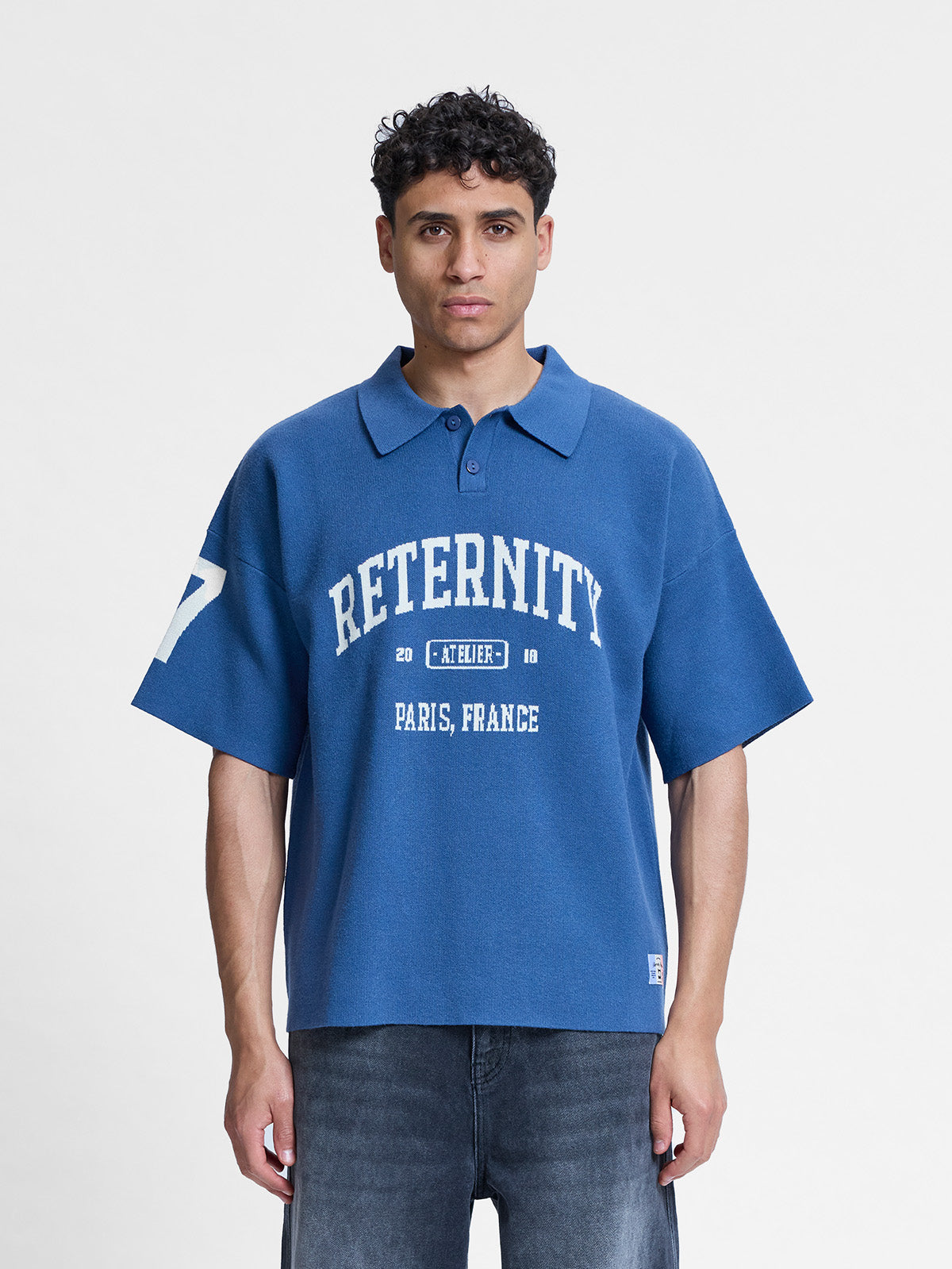 L'ART DE LA RUE KNIT POLO - BLUE