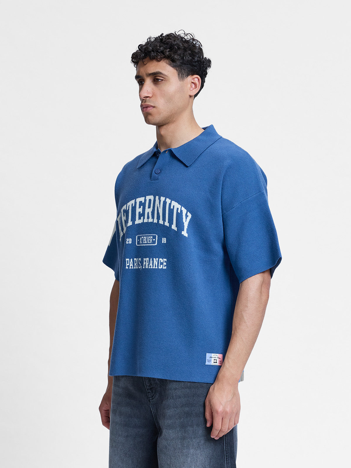 L'ART DE LA RUE KNIT POLO - BLUE