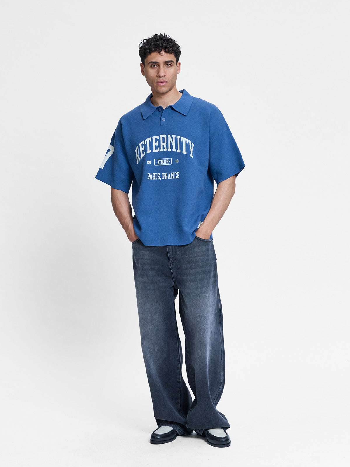 L'ART DE LA RUE KNIT POLO - BLUE