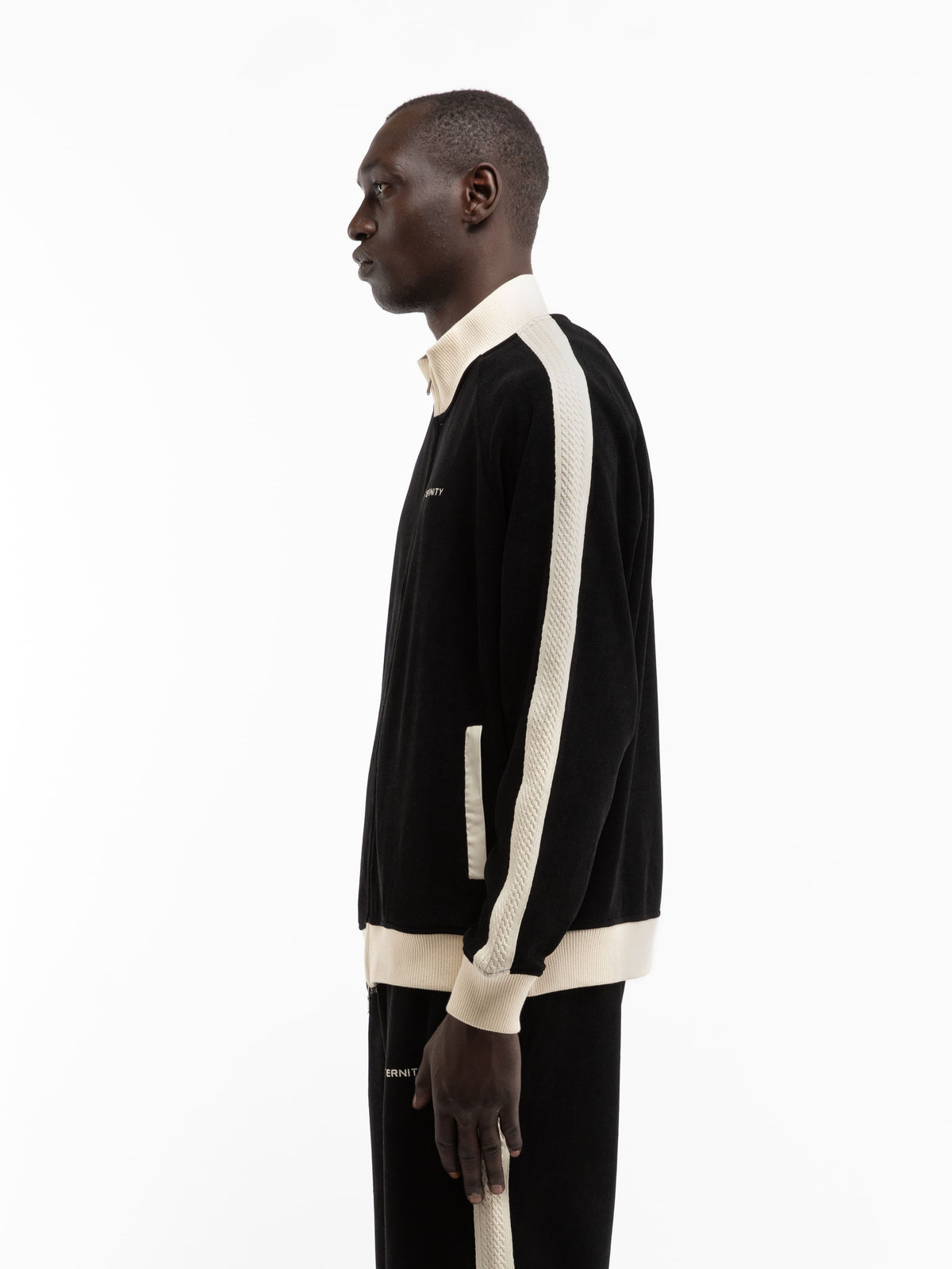 STUDIO KNIT TRACK JACKET - BLACK