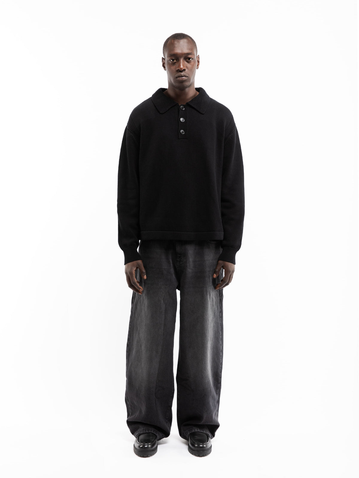 LE RELIEF POLO KNIT - BLACK