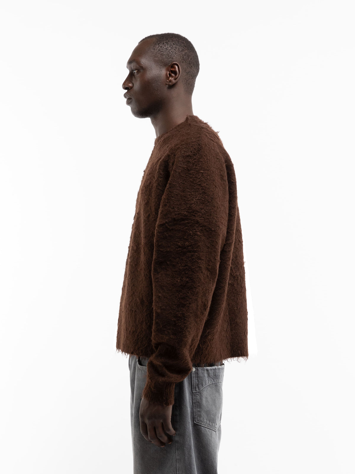 VINTAGE FURRY KNIT SWEATER - BROWN